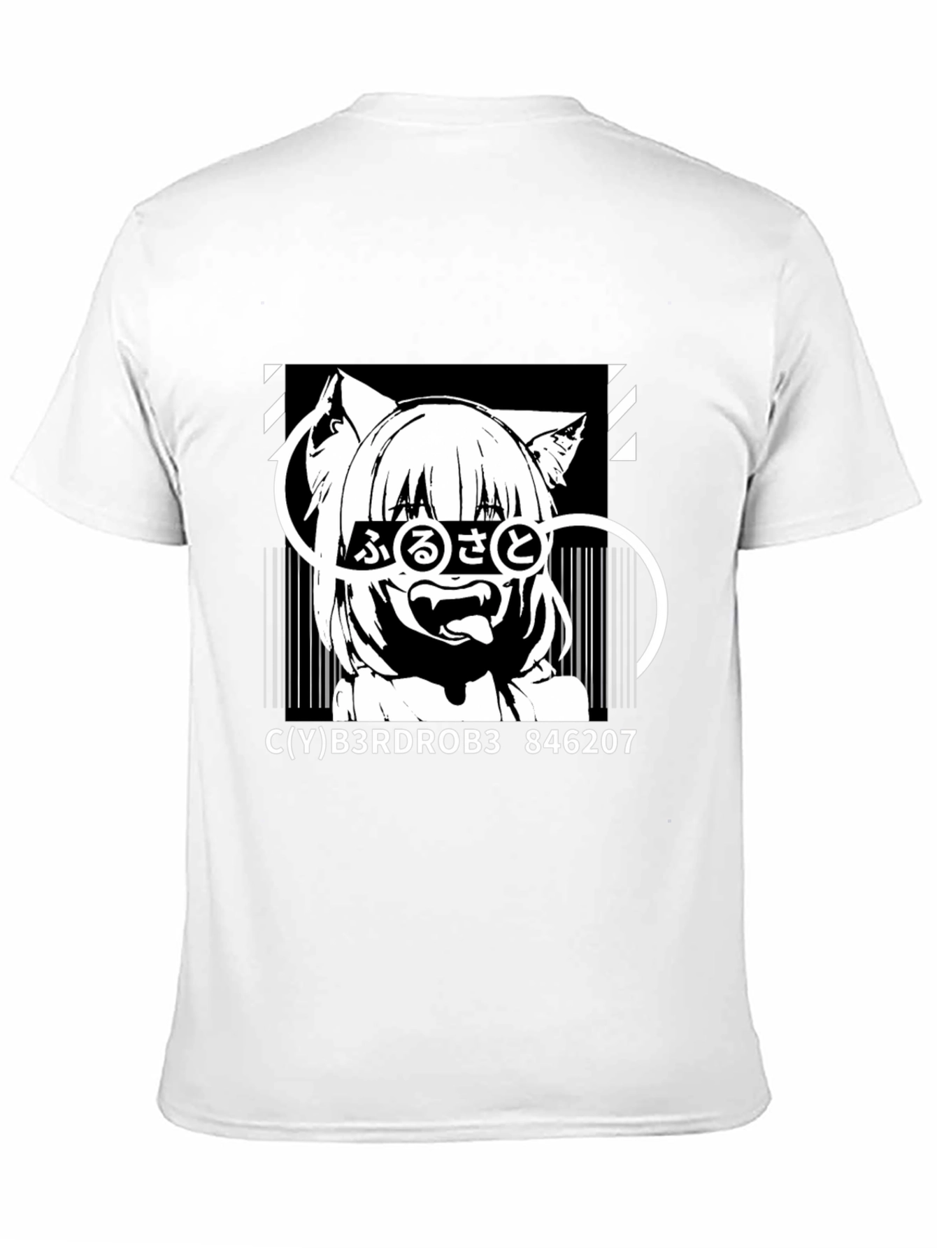 Anime Cat Girl Graphic Black T-Shirt