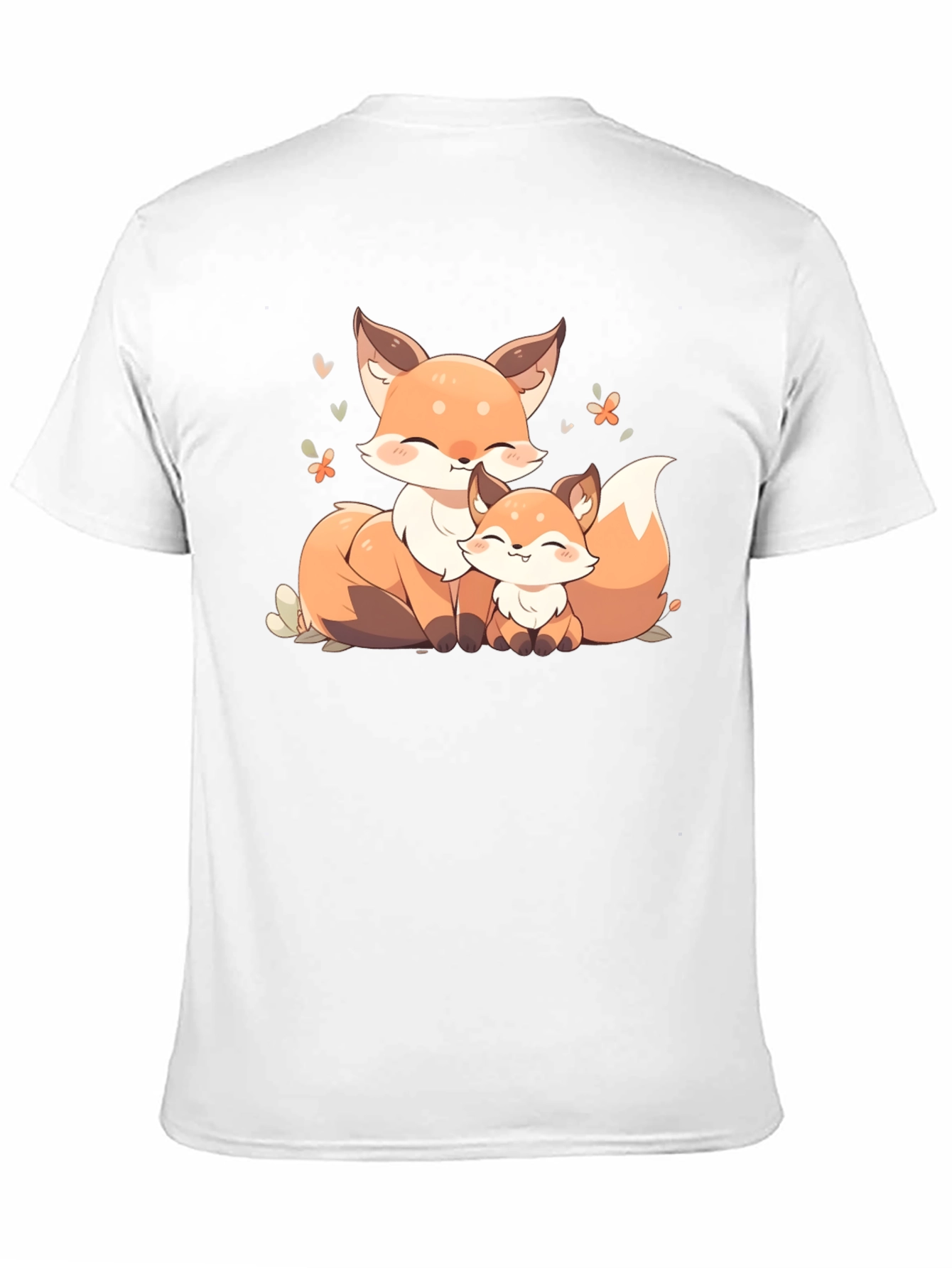 Cute Fox Family Graphic Black T-Shirt
