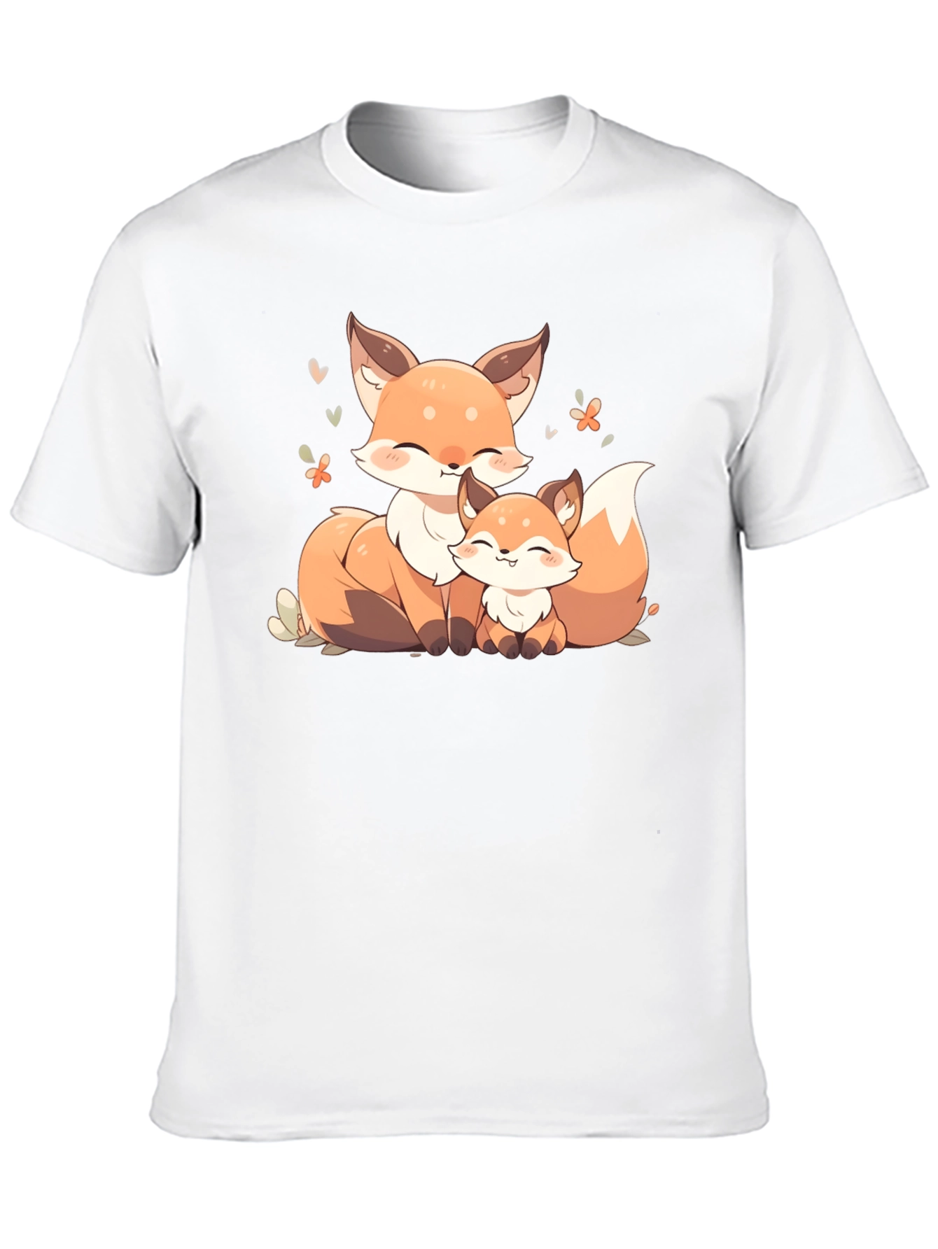 Cute Fox Family Graphic Black T-Shirt