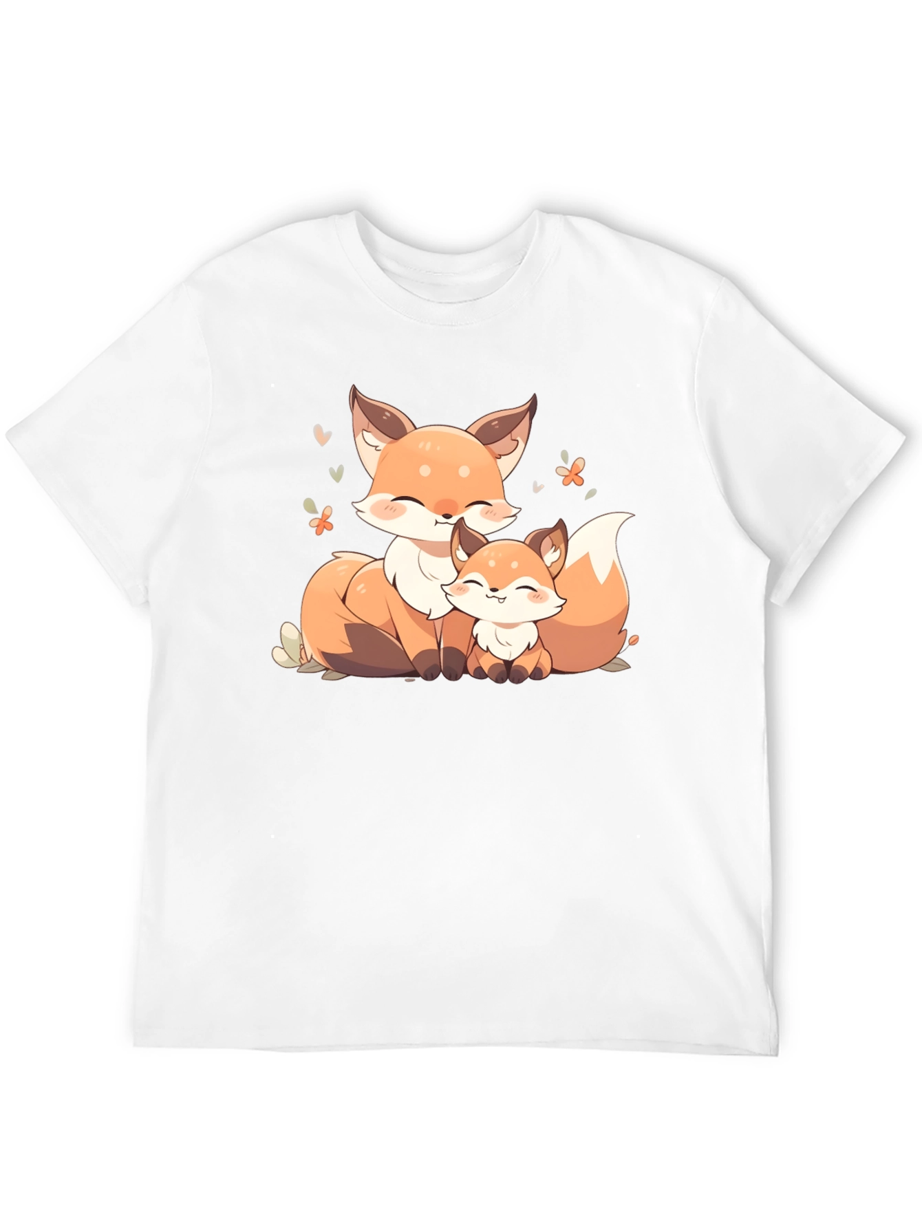 Cute Fox Family Graphic Black T-Shirt