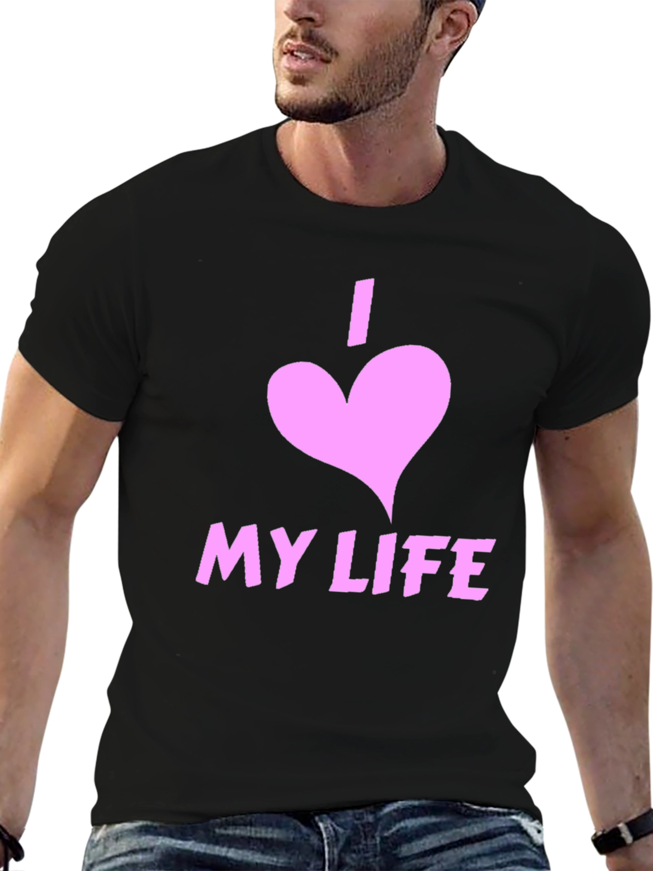 I Love My Life Black Graphic Tee Shirt