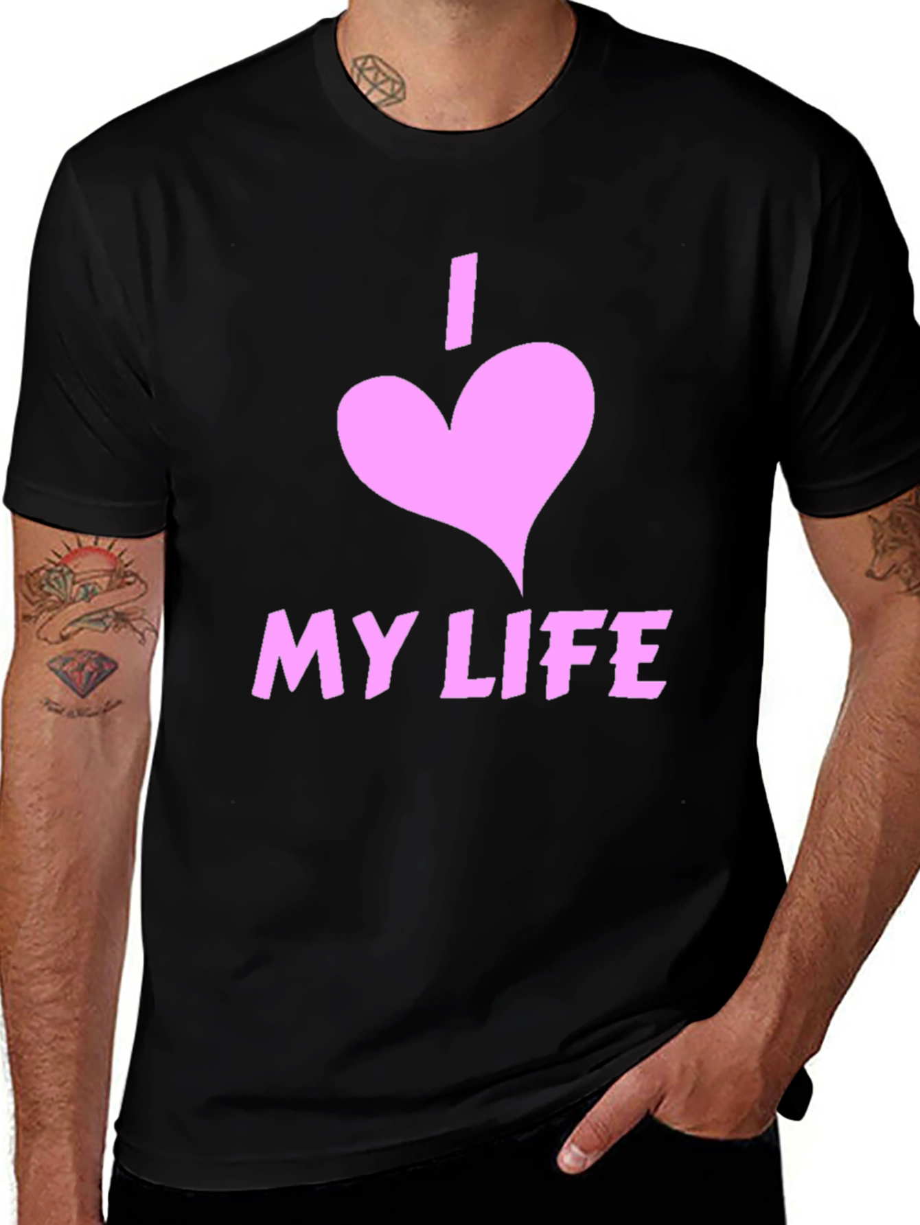 I Love My Life Black Graphic Tee Shirt