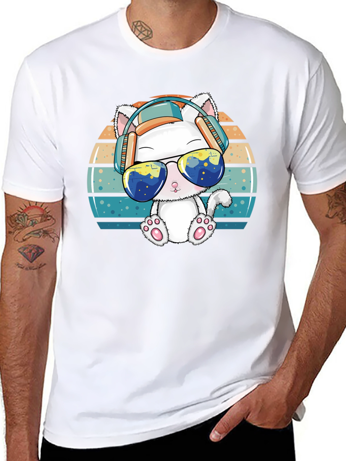 Cool Cat Retro Tee: Sun Tunes & Style