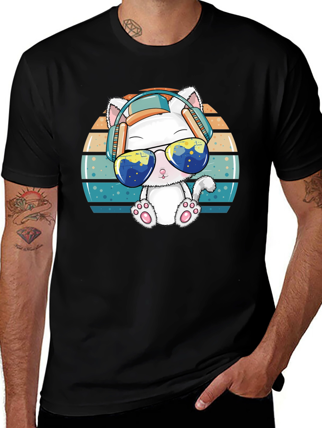 Cool Cat Retro Tee: Sun Tunes & Style