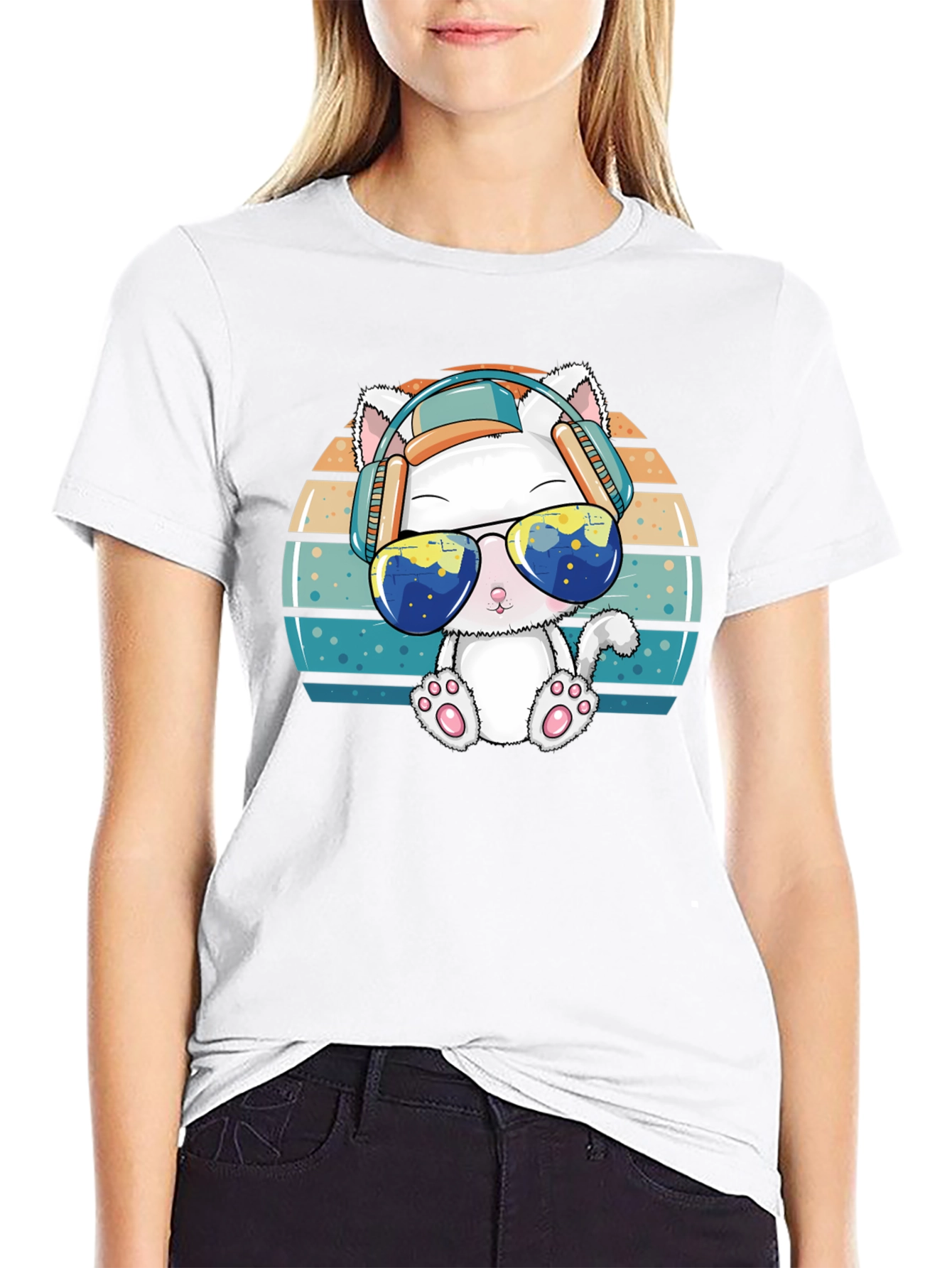 Cool Cat Retro Tee: Sun Tunes & Style