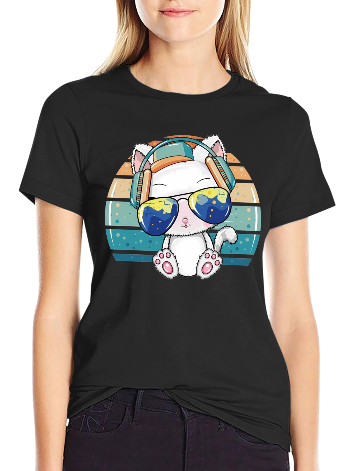 Cool Cat Retro Tee: Sun Tunes & Style