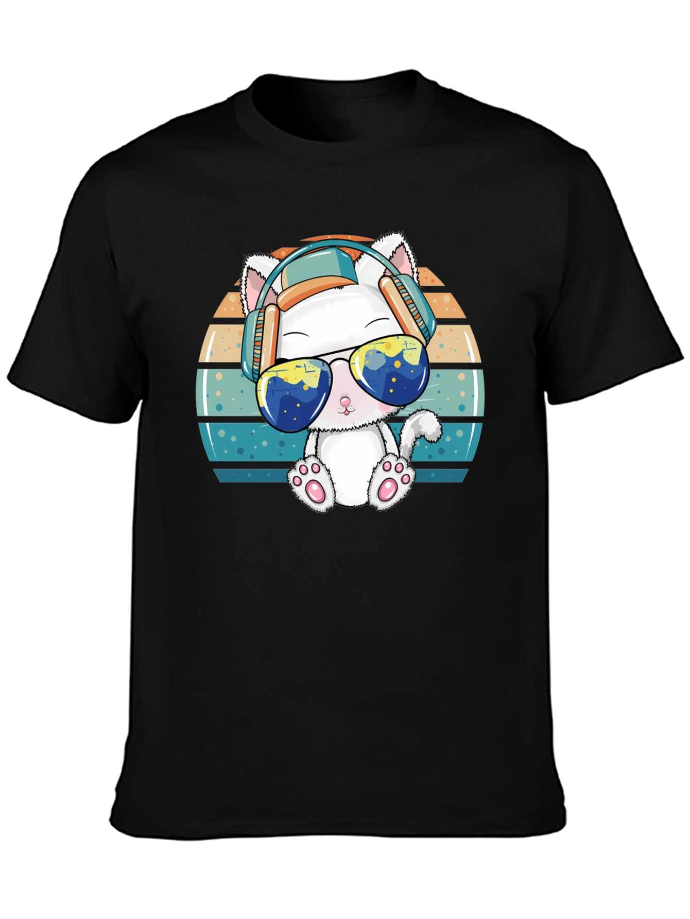 Cool Cat Retro Tee: Sun Tunes & Style