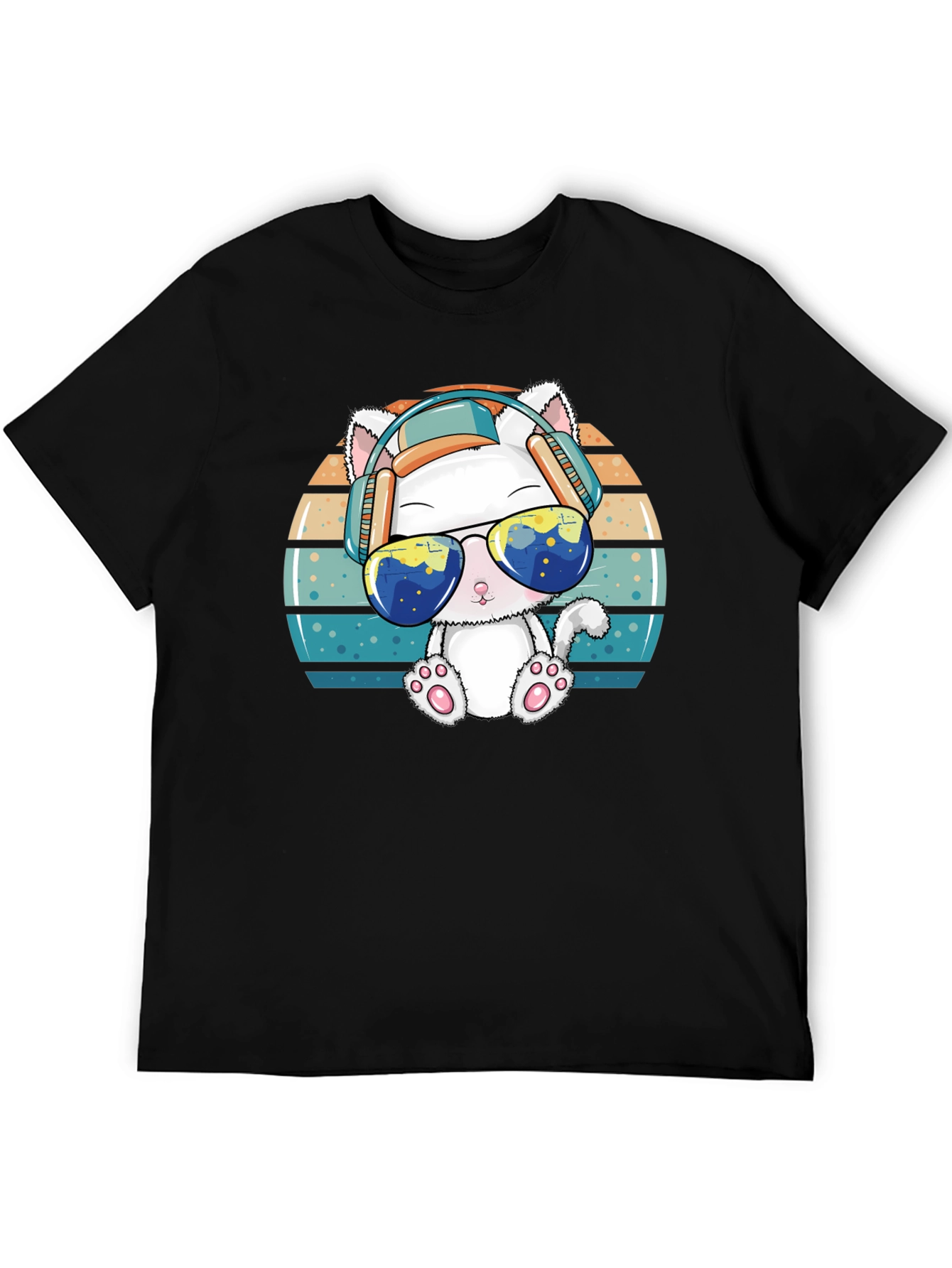 Cool Cat Retro Tee: Sun Tunes & Style