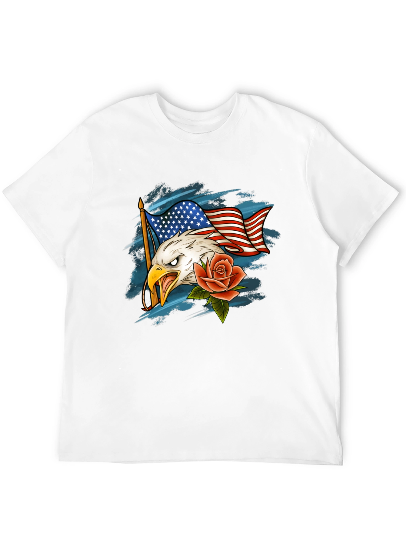 Eagle Flag and Rose Graphic T-Shirt