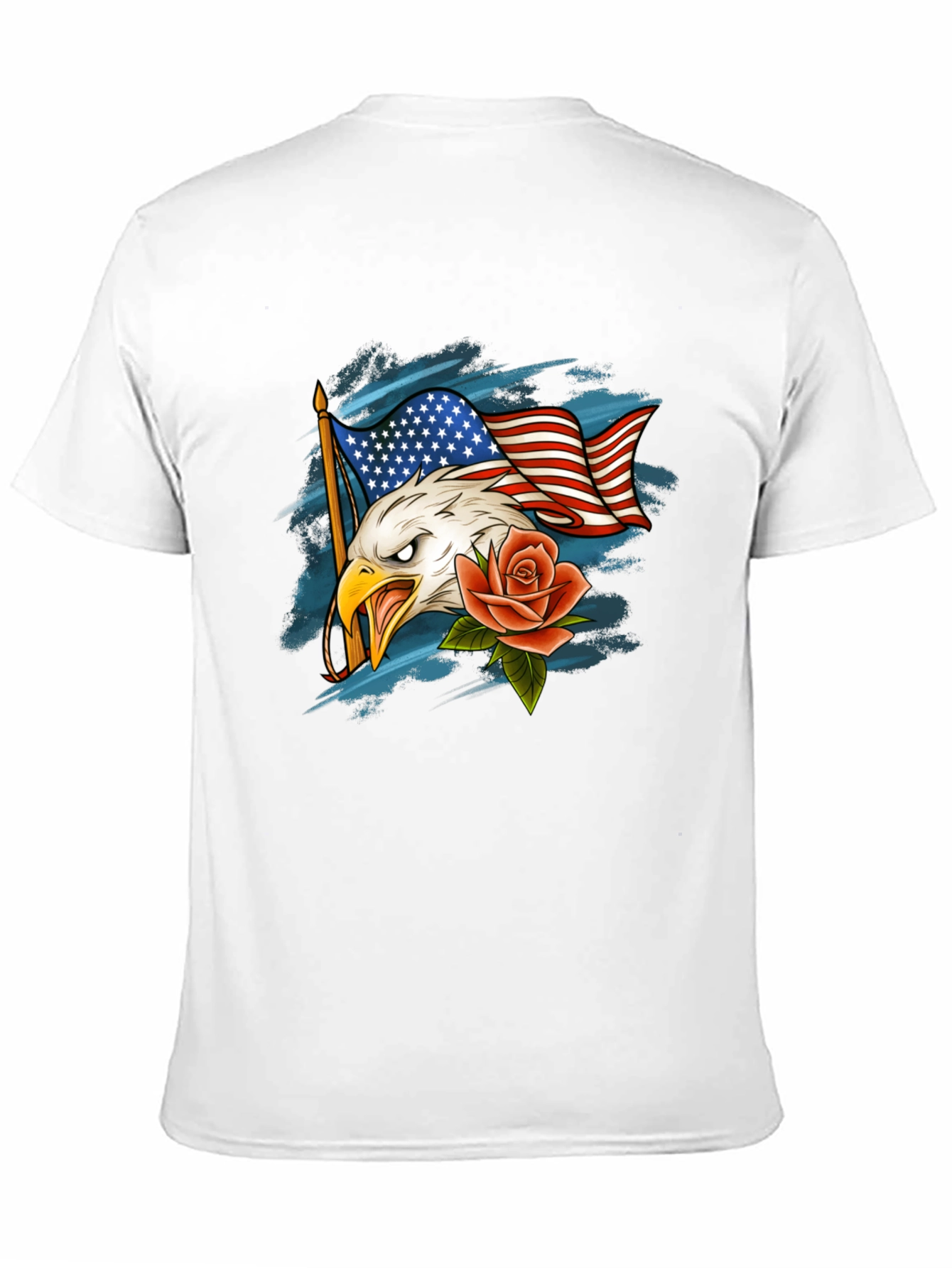 Eagle Flag and Rose Graphic T-Shirt