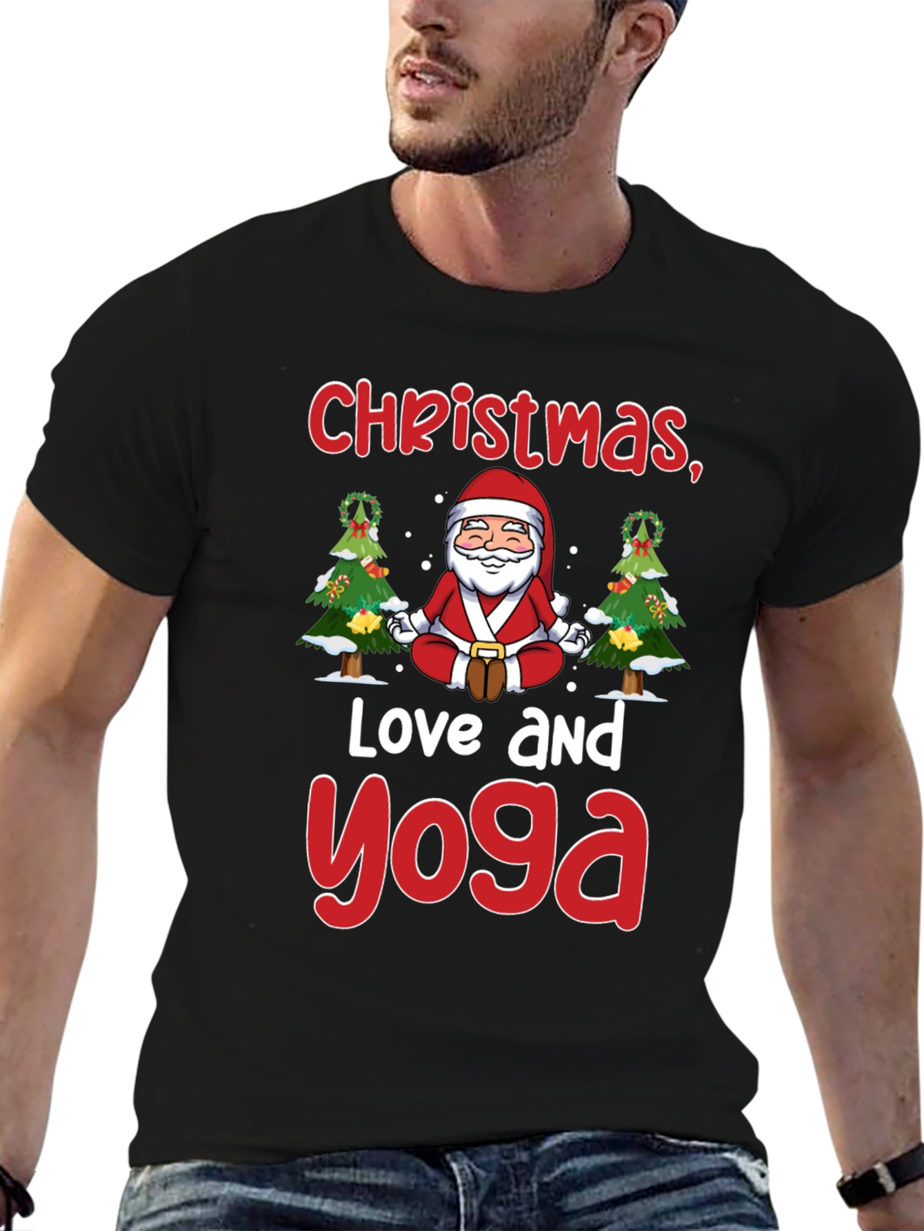 Christmas Love Yoga T-Shirt Holiday Santa Meditation