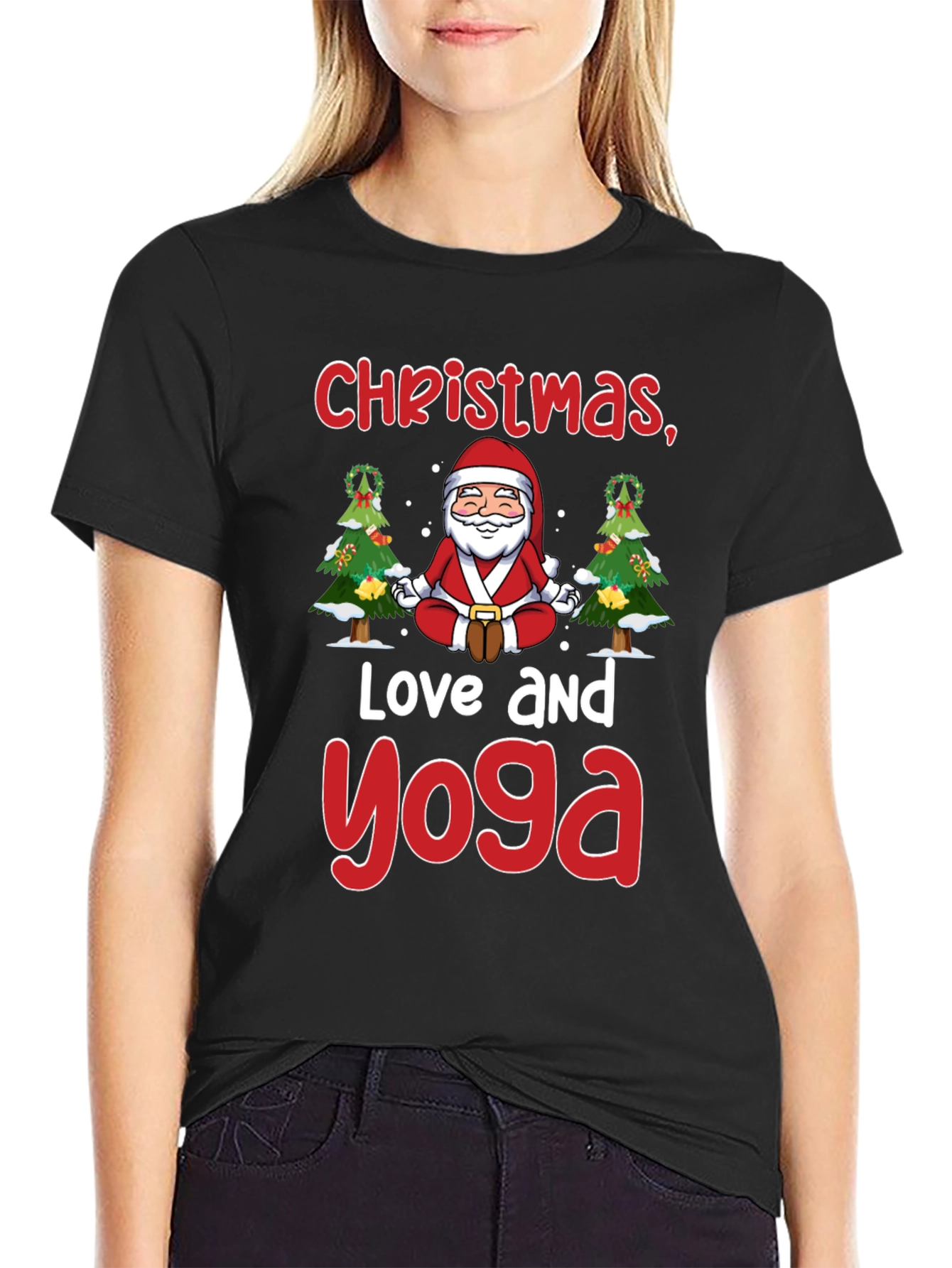 Christmas Love Yoga T-Shirt Holiday Santa Meditation