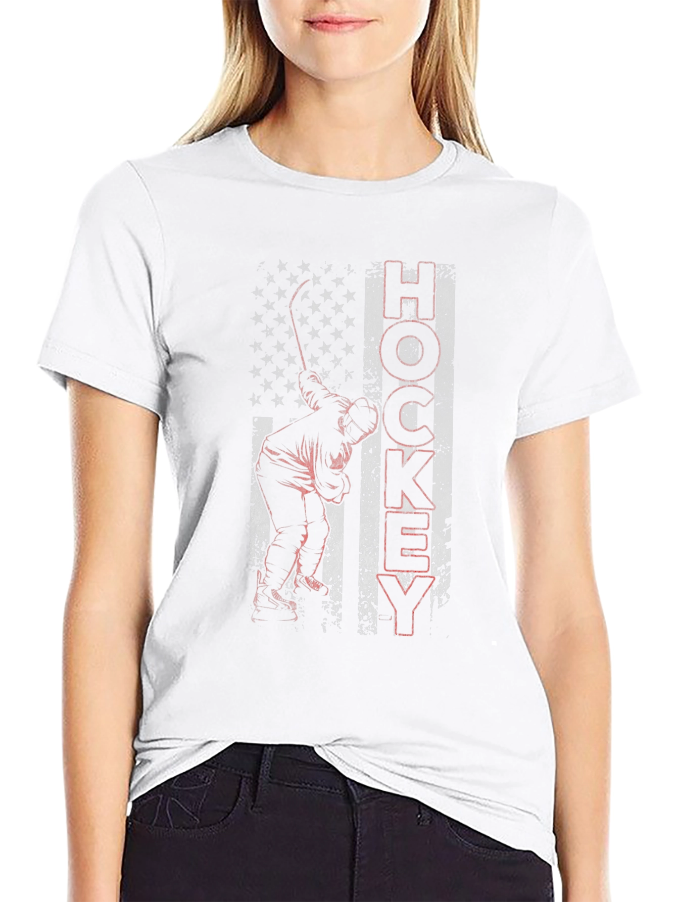 Hockey American Flag Graphic Tee