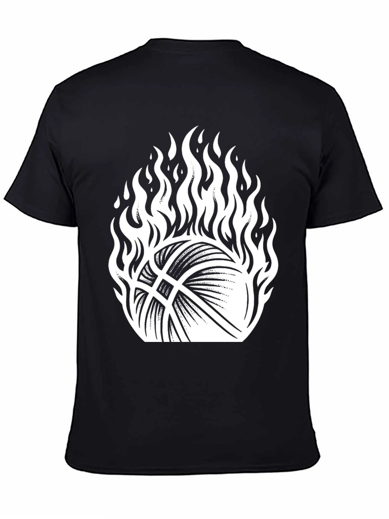 Flaming Basketball Graphic Tee - Black