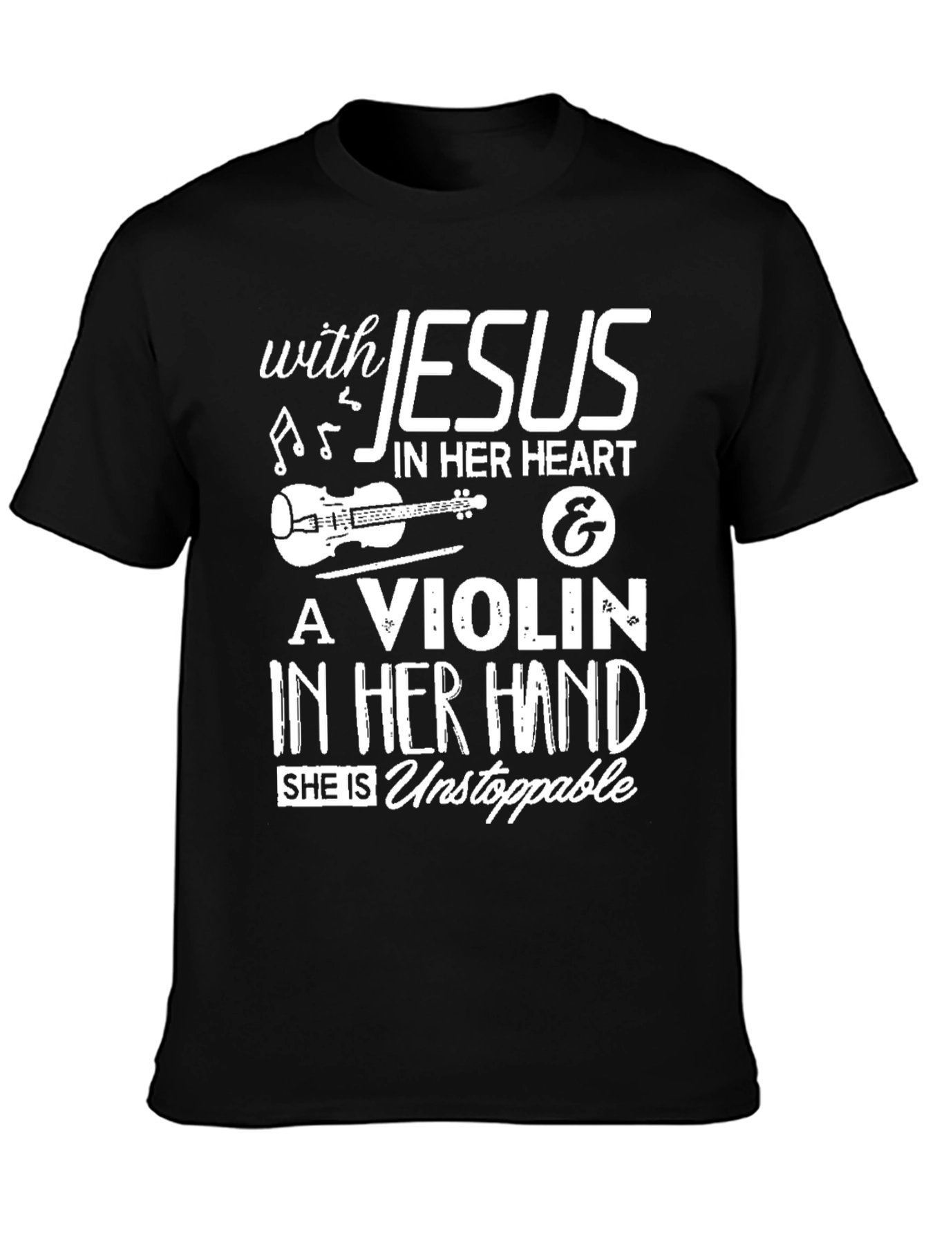 Jesus Violinist Black T-Shirt
