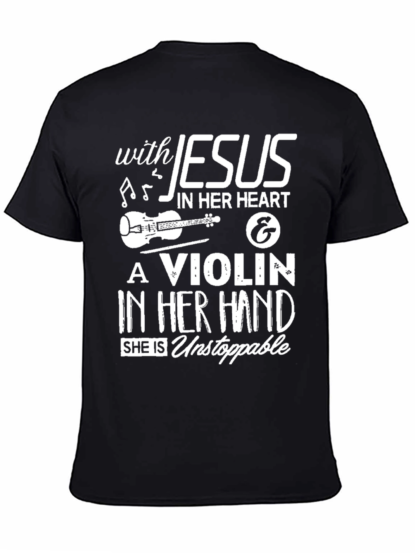 Jesus Violinist Black T-Shirt