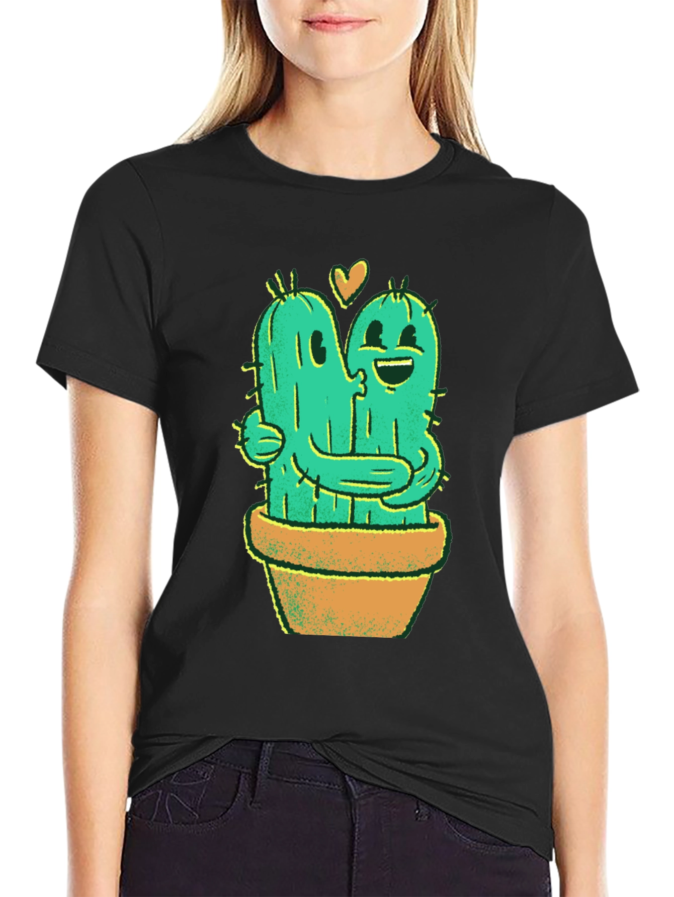 Cactus Love T-Shirt - Hugging Cactus Design