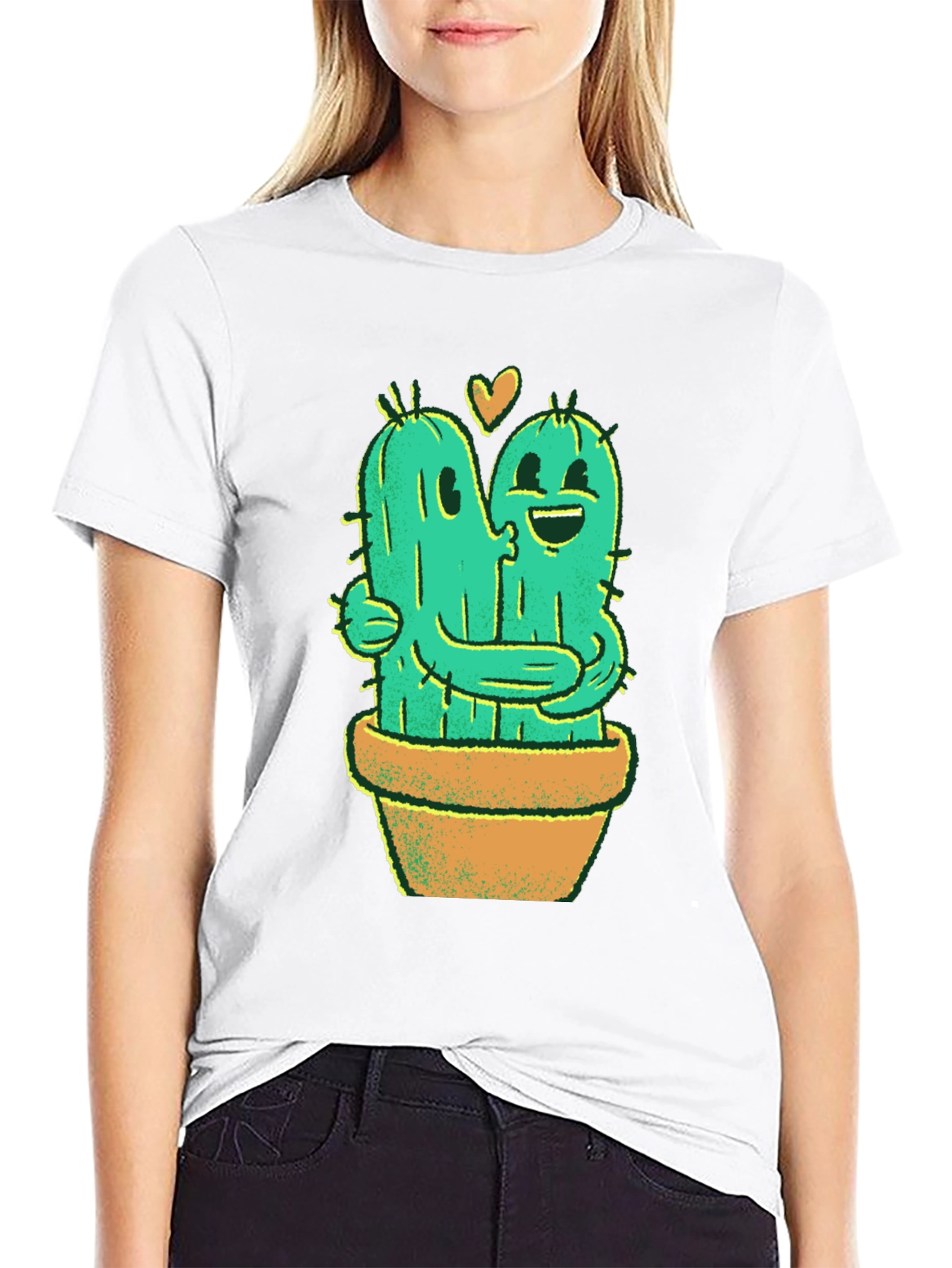 Cactus Love T-Shirt - Hugging Cactus Design