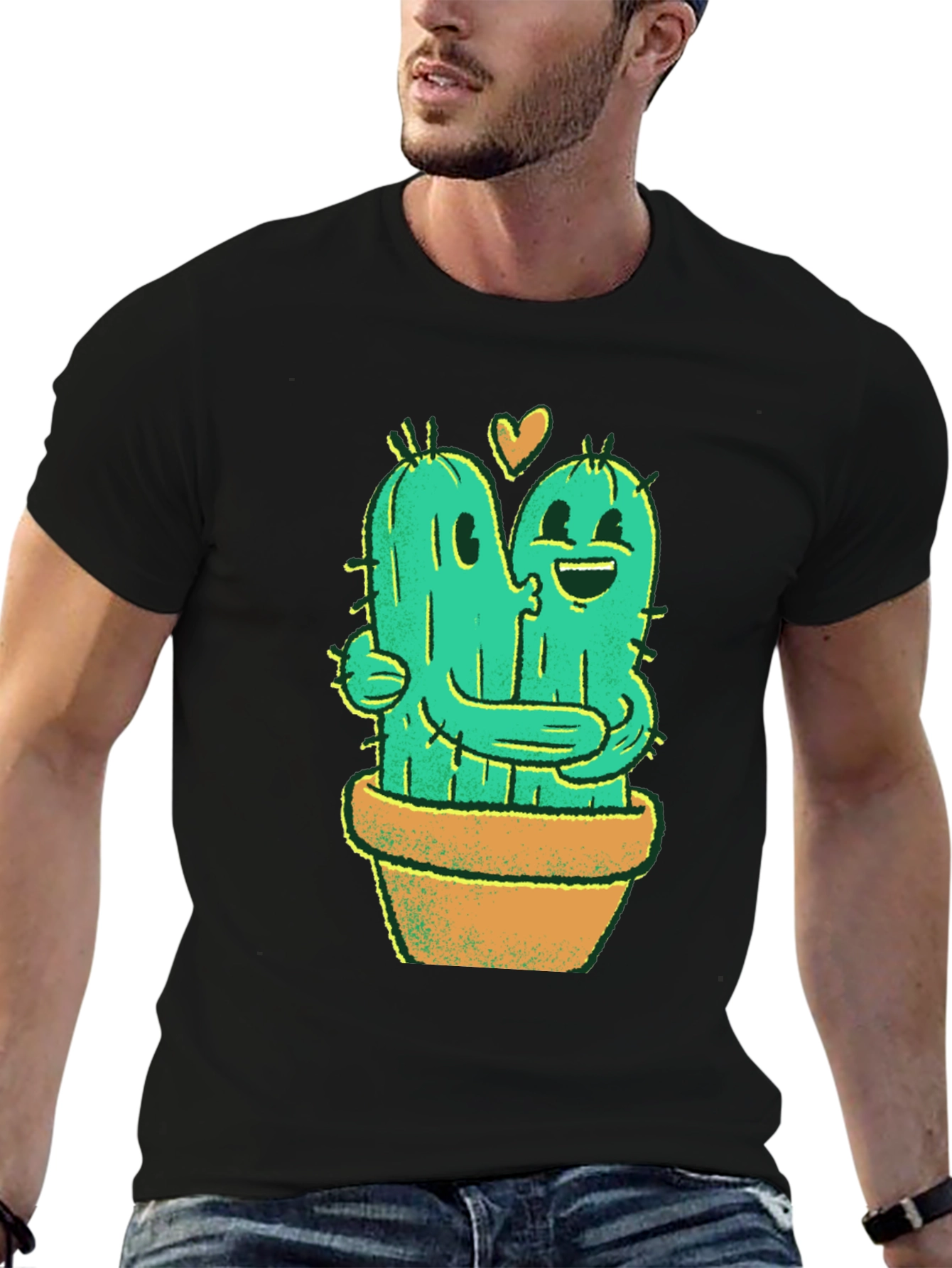 Cactus Love T-Shirt - Hugging Cactus Design
