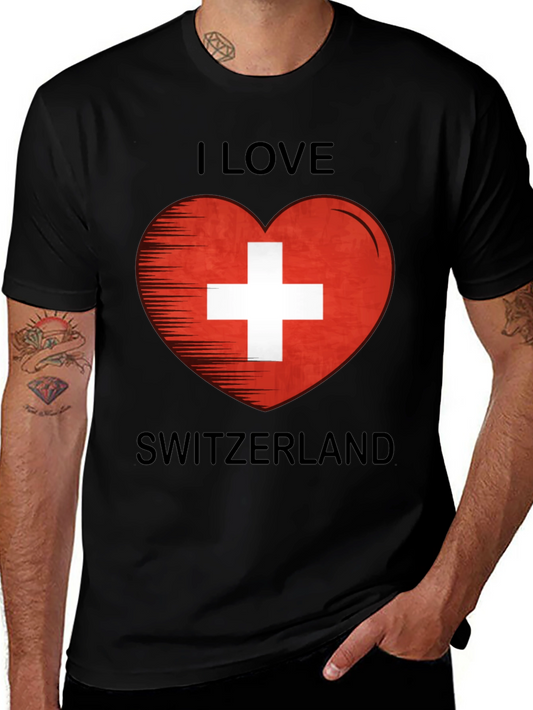 I Love Switzerland Heart Flag Graphic T-Shirt