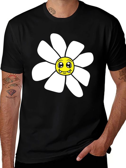 Daisy Graphic T-Shirt - Black Cotton Blend