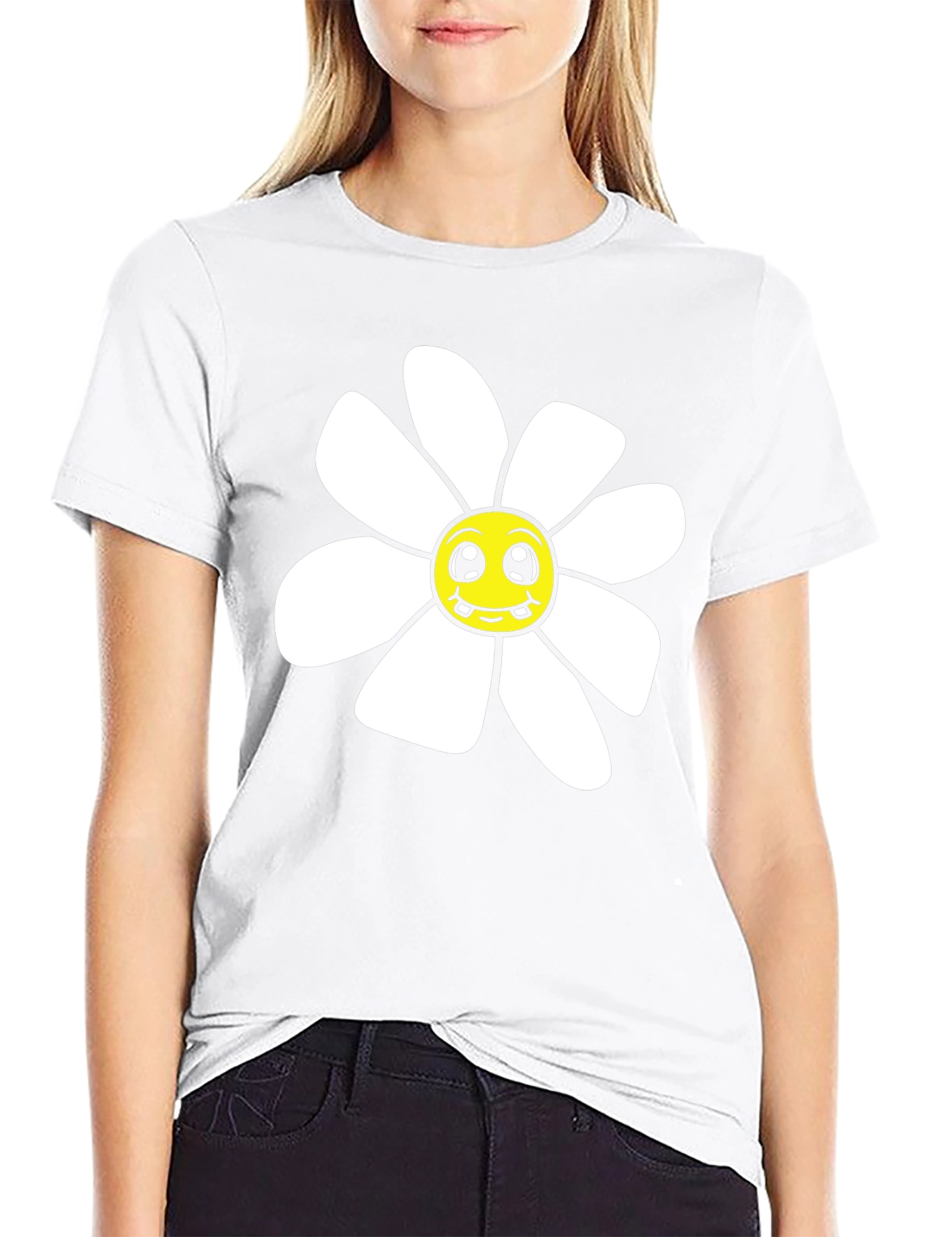 Daisy Graphic T-Shirt - Black Cotton Blend