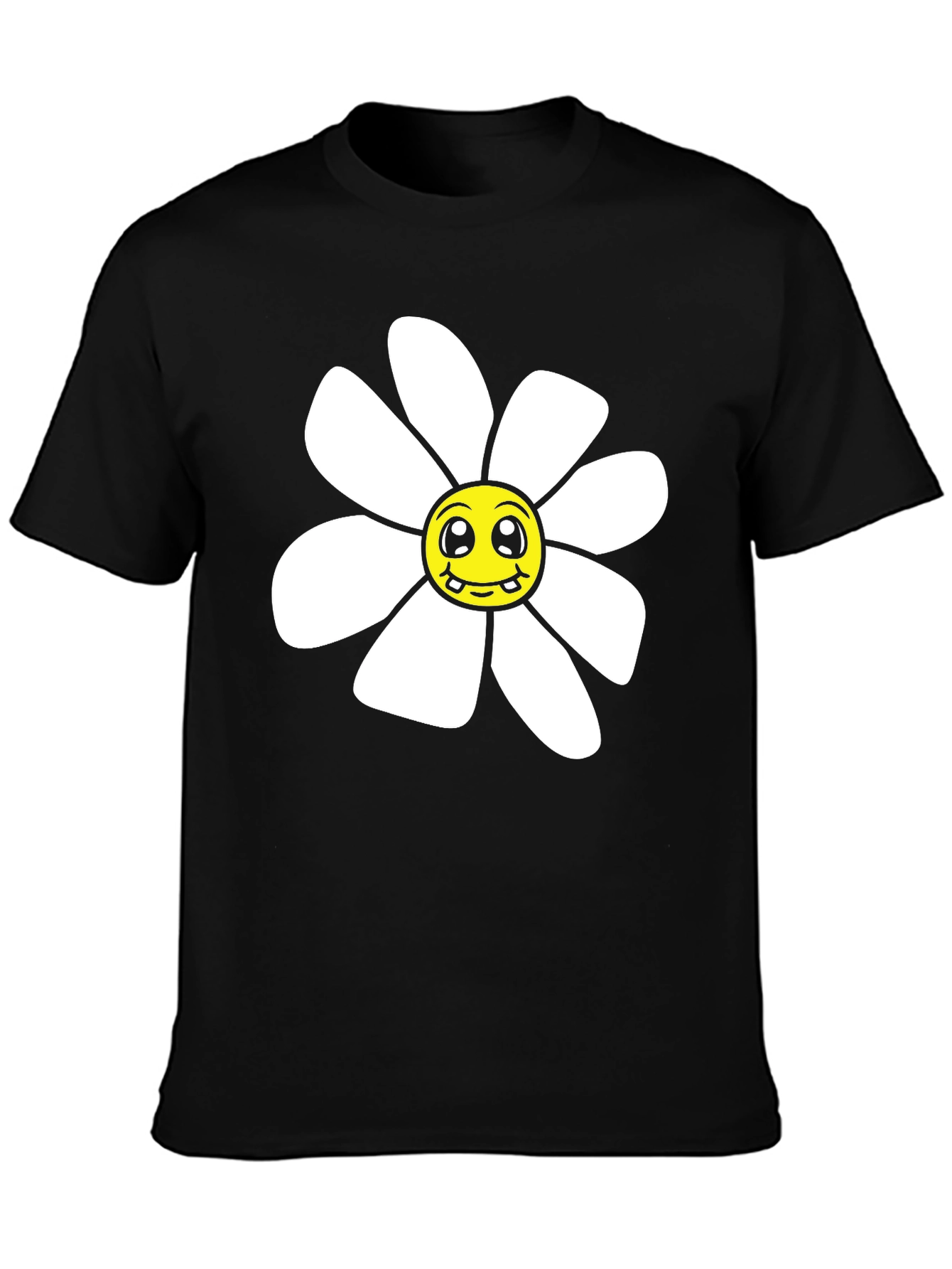 Daisy Graphic T-Shirt - Black Cotton Blend