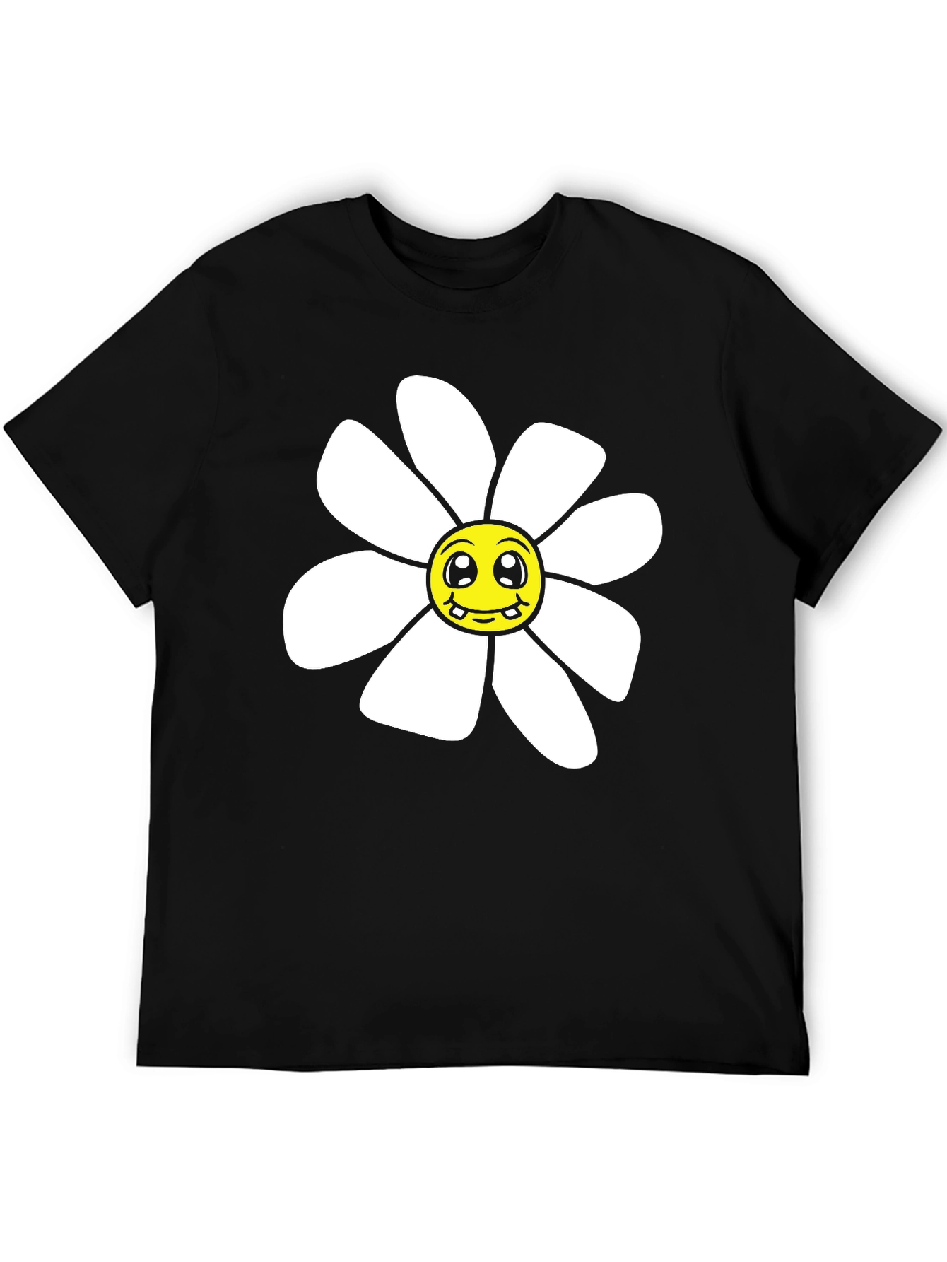 Daisy Graphic T-Shirt - Black Cotton Blend