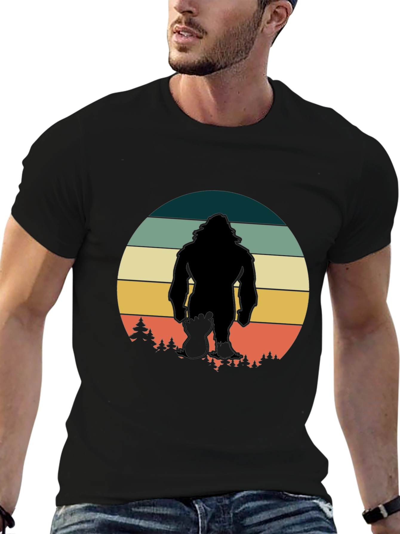 Retro Bigfoot T-Shirt - Black Graphic Tee