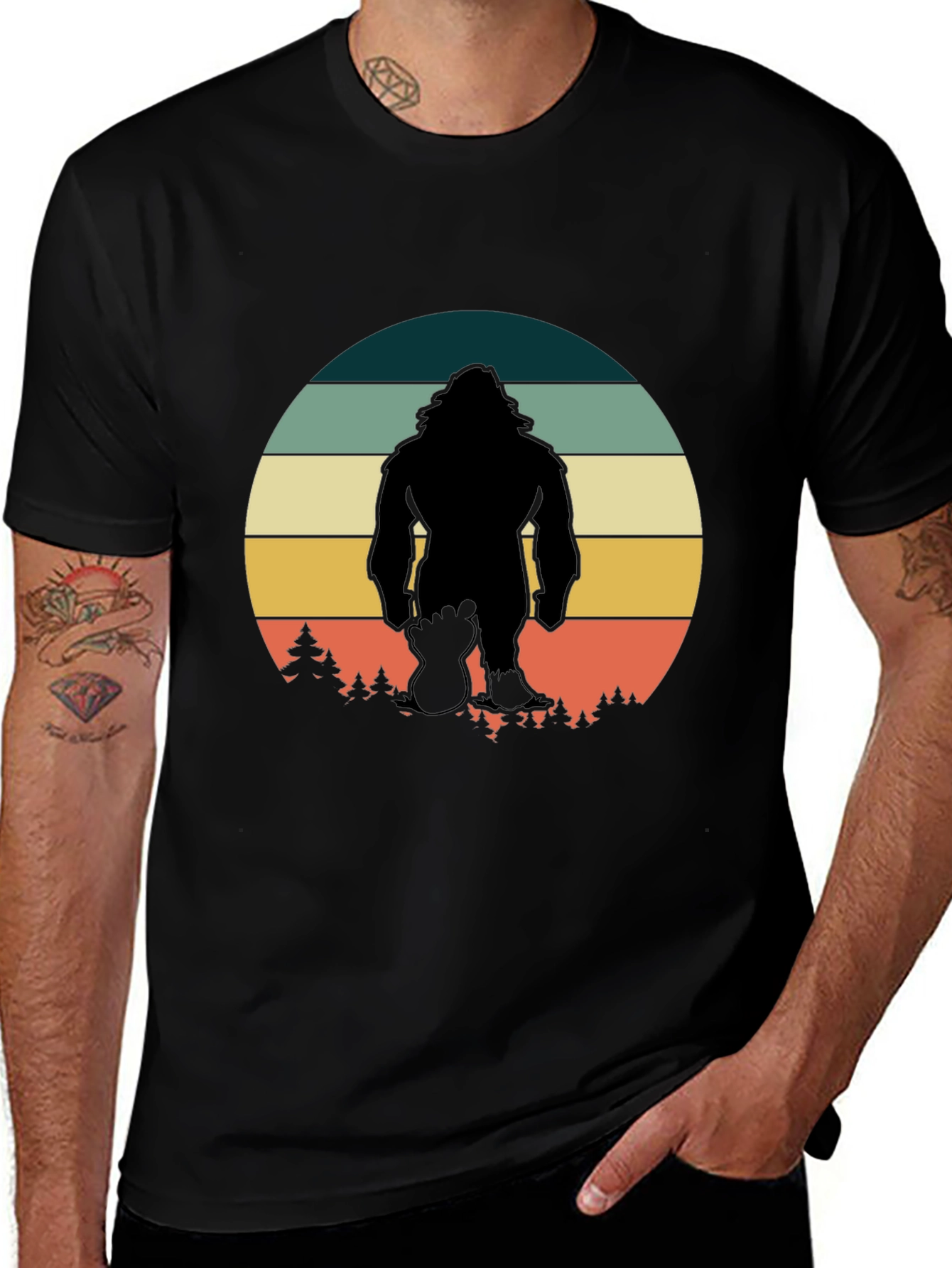 Retro Bigfoot T-Shirt - Black Graphic Tee