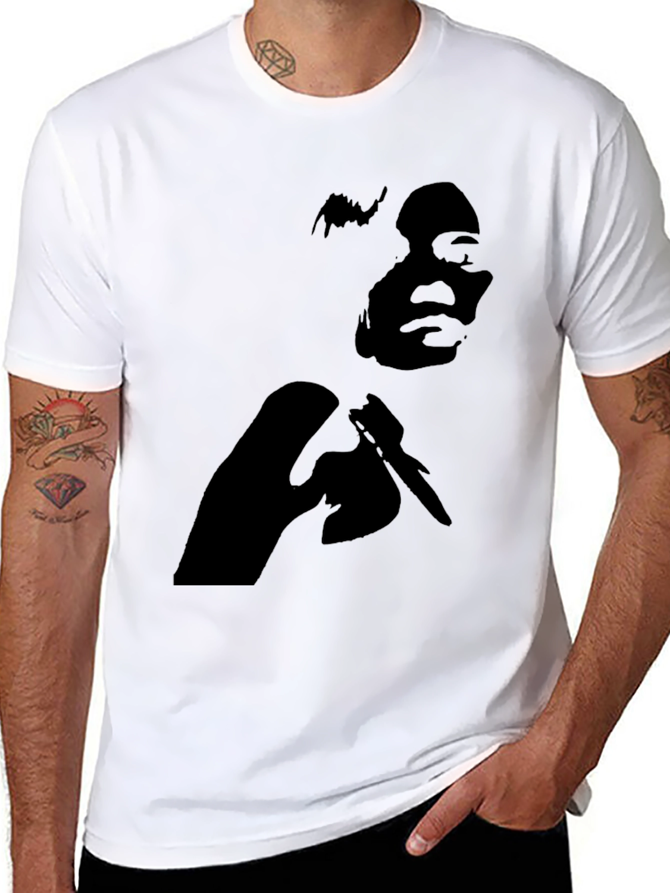Black Graphic Tee - Silhouette Design Casual Style
