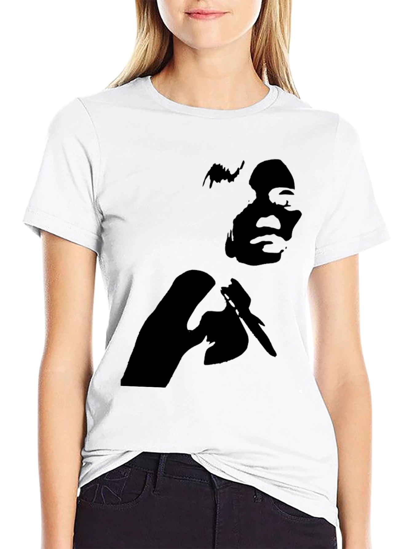 Black Graphic Tee - Silhouette Design Casual Style