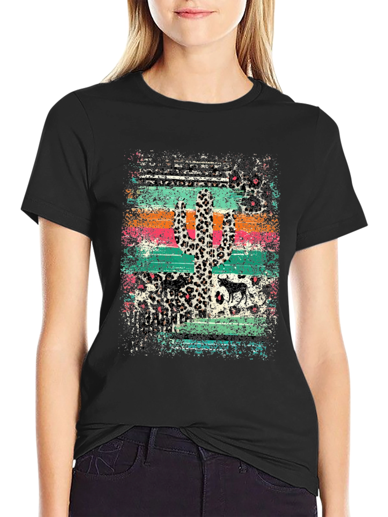 Southwestern Leopard Cactus Graphic Tee