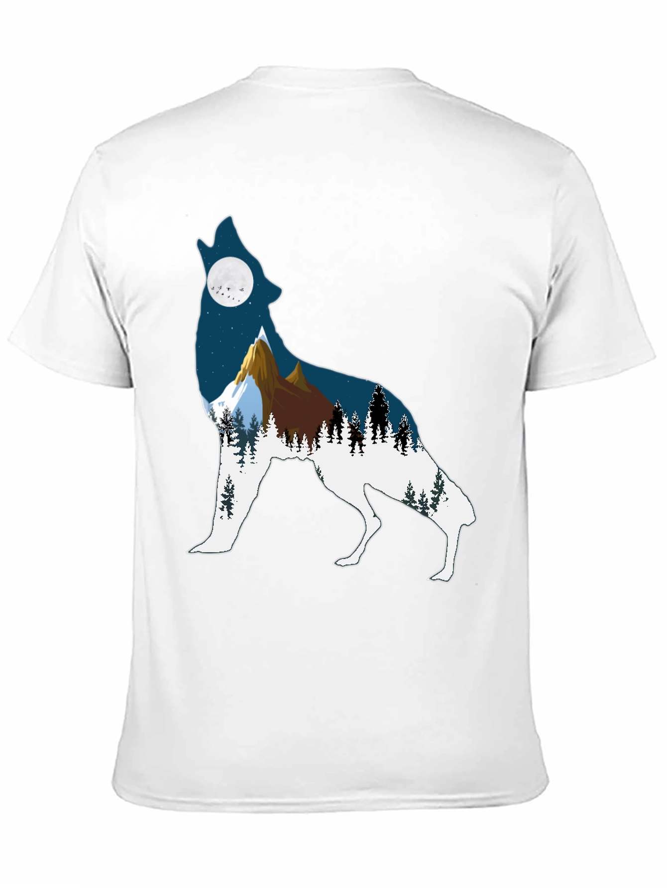 Wolf Silhouette Mountain Graphic Tee - Black
