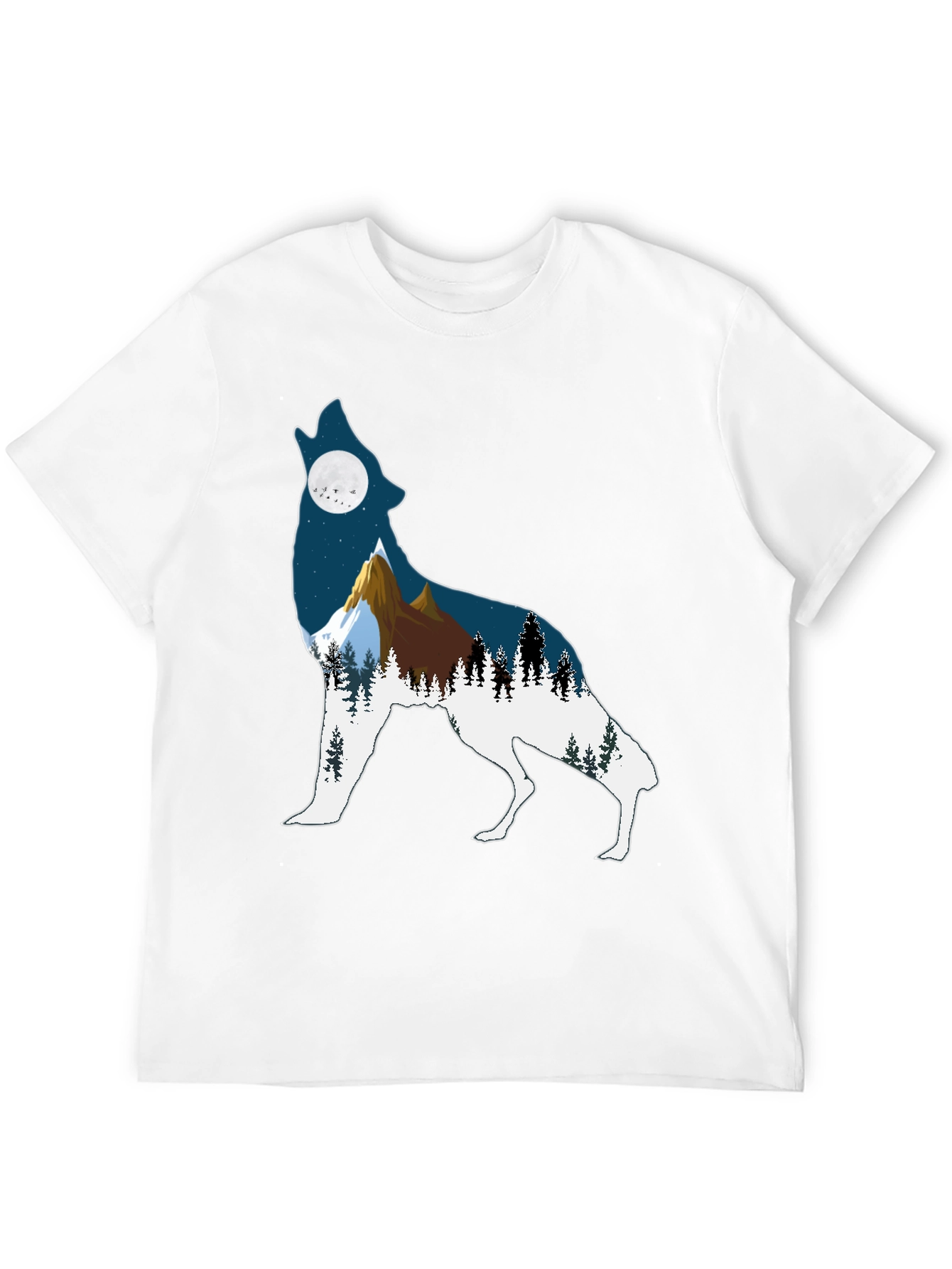 Wolf Silhouette Mountain Graphic Tee - Black