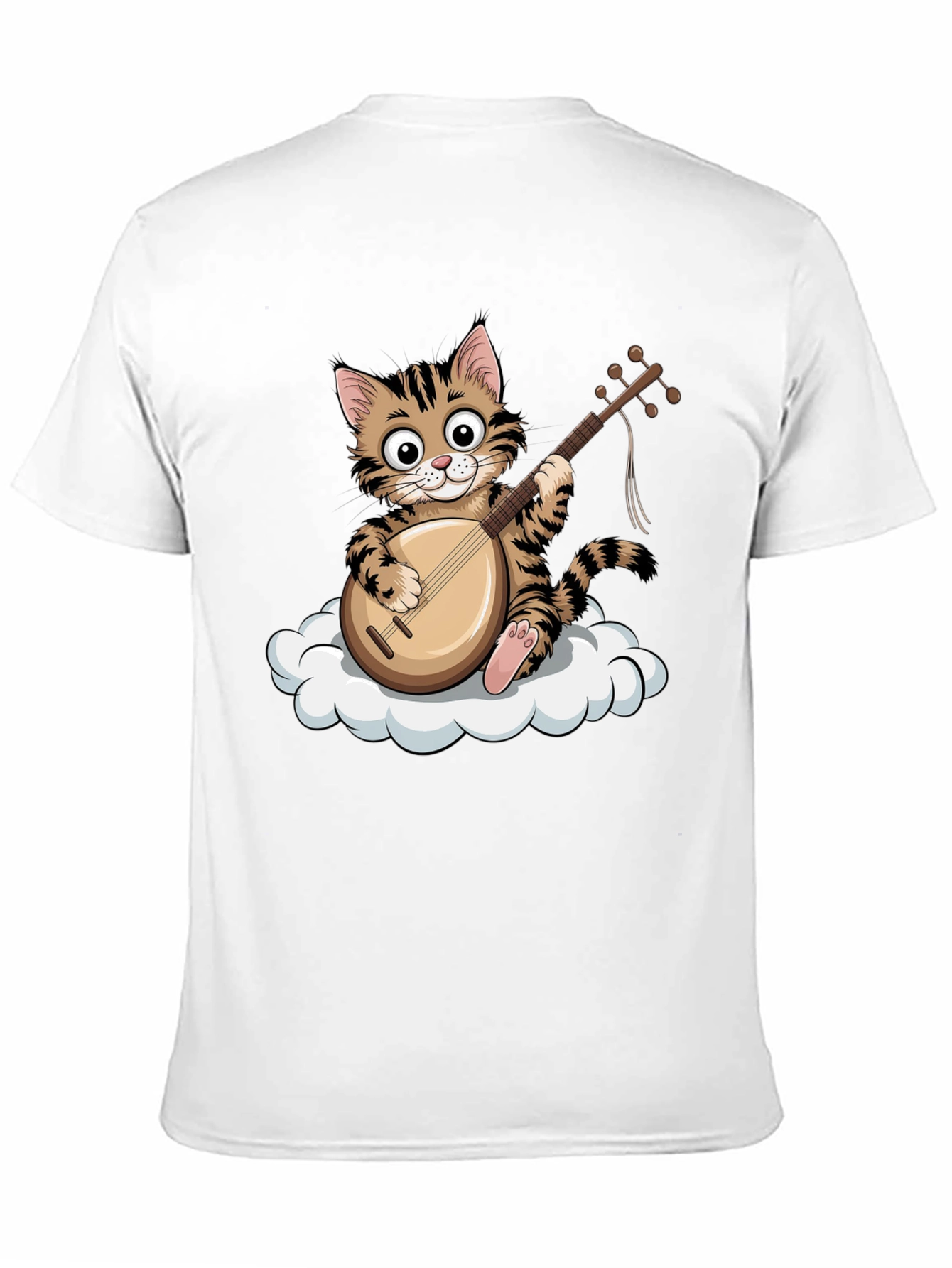 Cat Playing Balalaika on Cloud Graphic Tee
