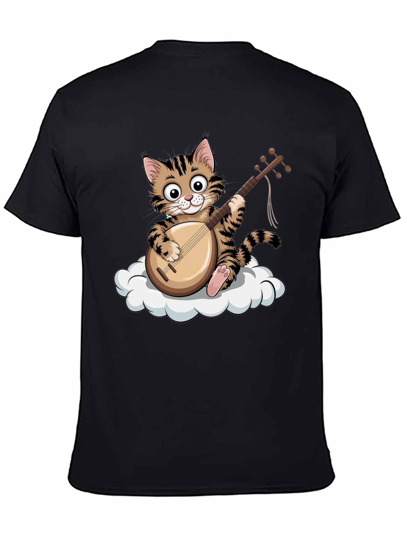 Cat Playing Balalaika on Cloud Graphic Tee
