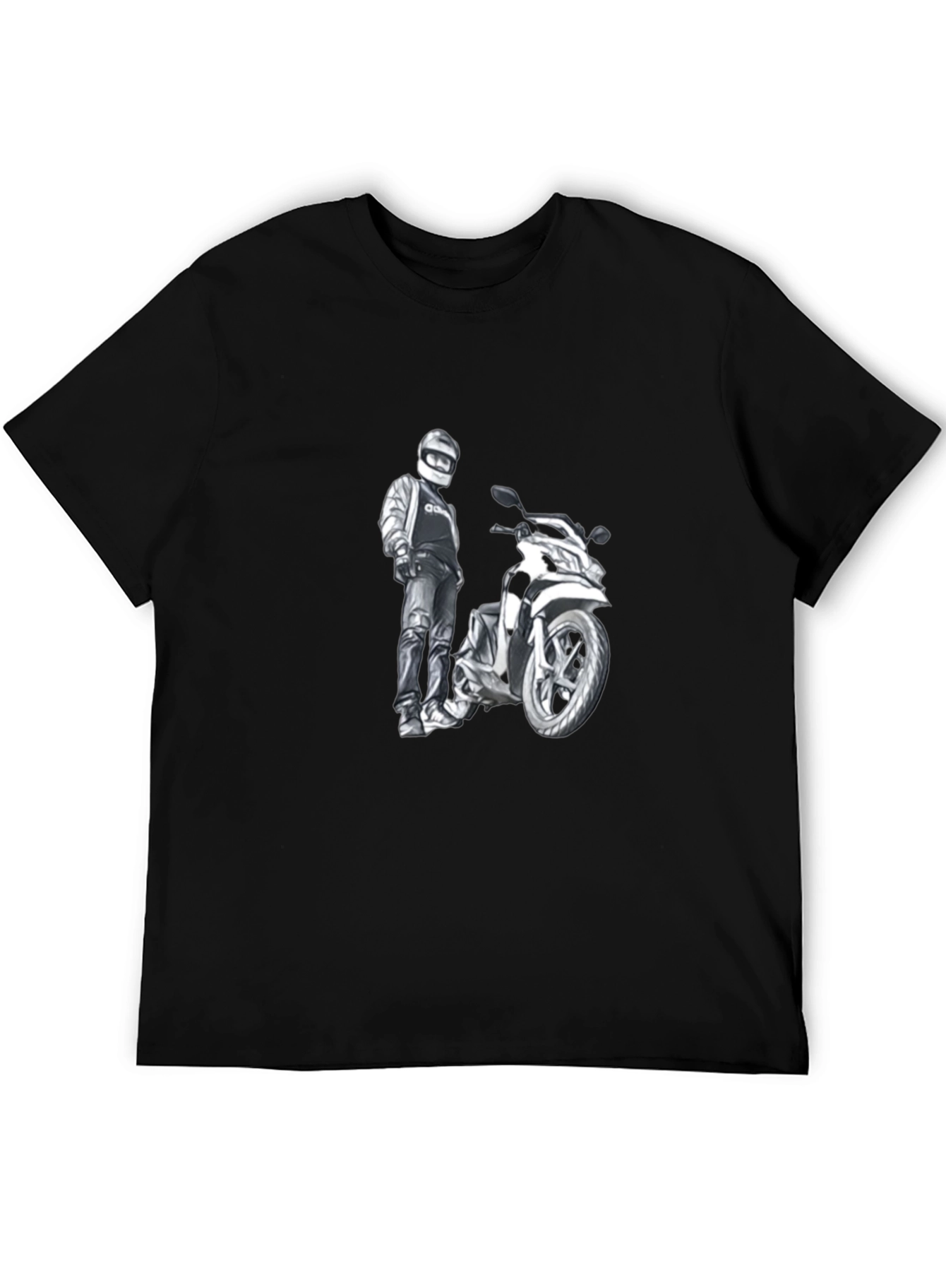 Motorcycle Graphic Tee - Black Cotton Comfort