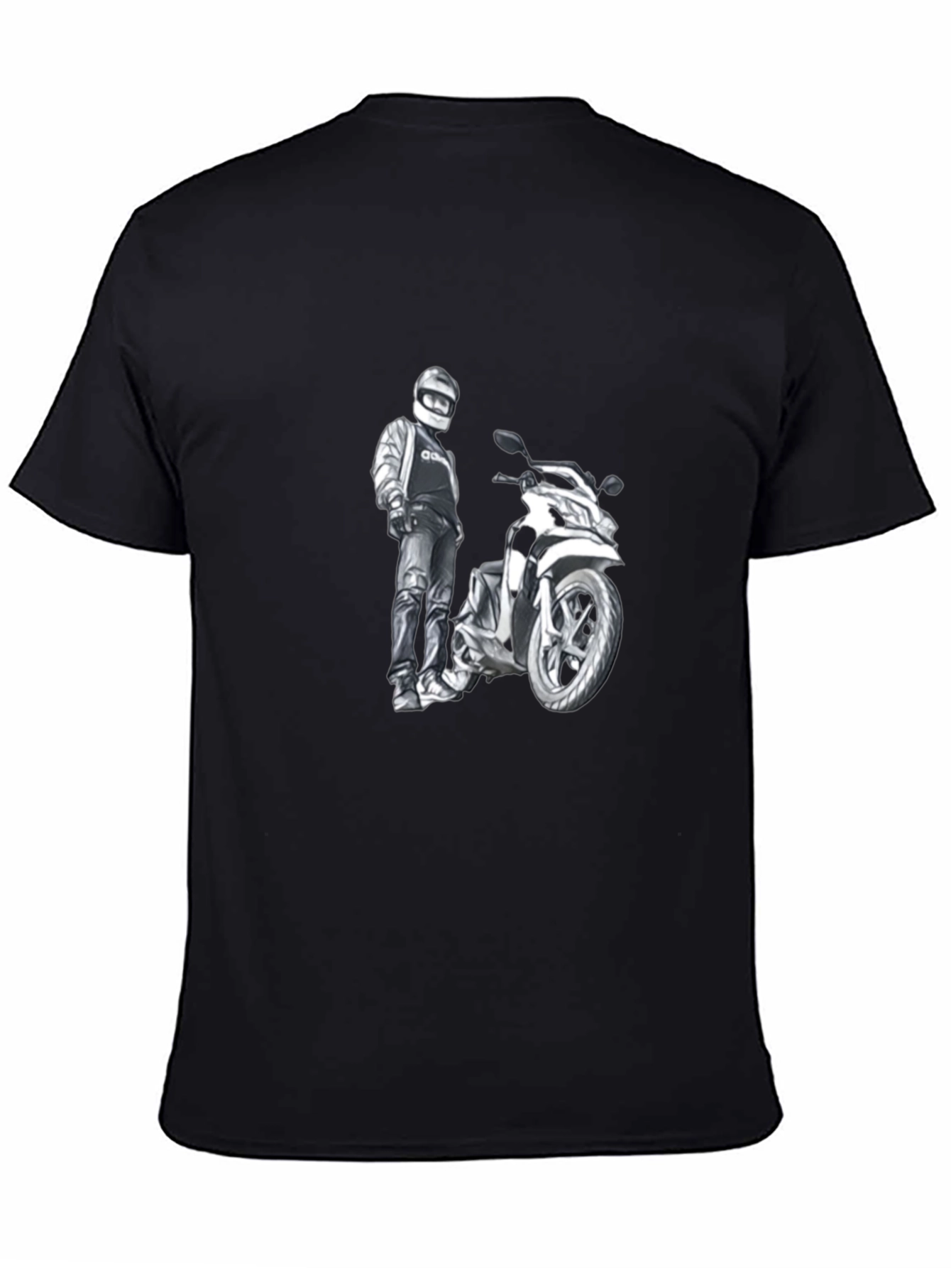 Motorcycle Graphic Tee - Black Cotton Comfort