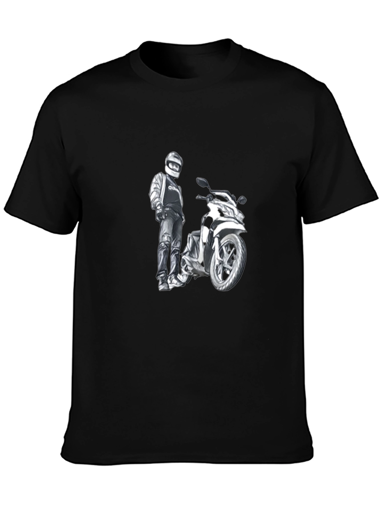 Motorcycle Graphic Tee - Black Cotton Comfort