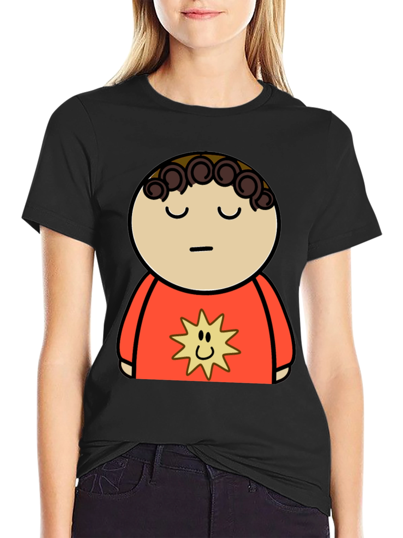 Cartoon Character Graphic Black T-Shirt