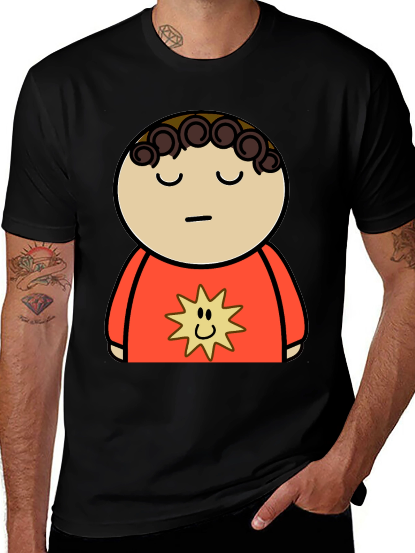 Cartoon Character Graphic Black T-Shirt
