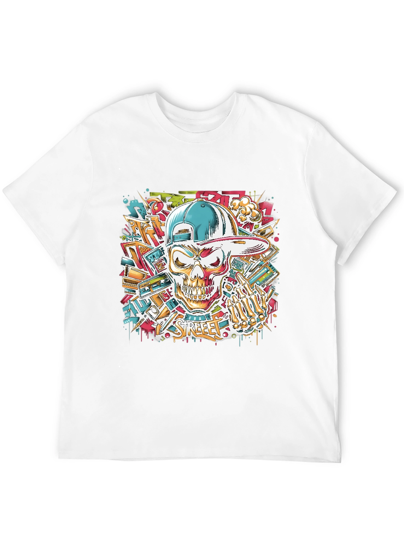 Streetwear Skull Graphic Tee - Black