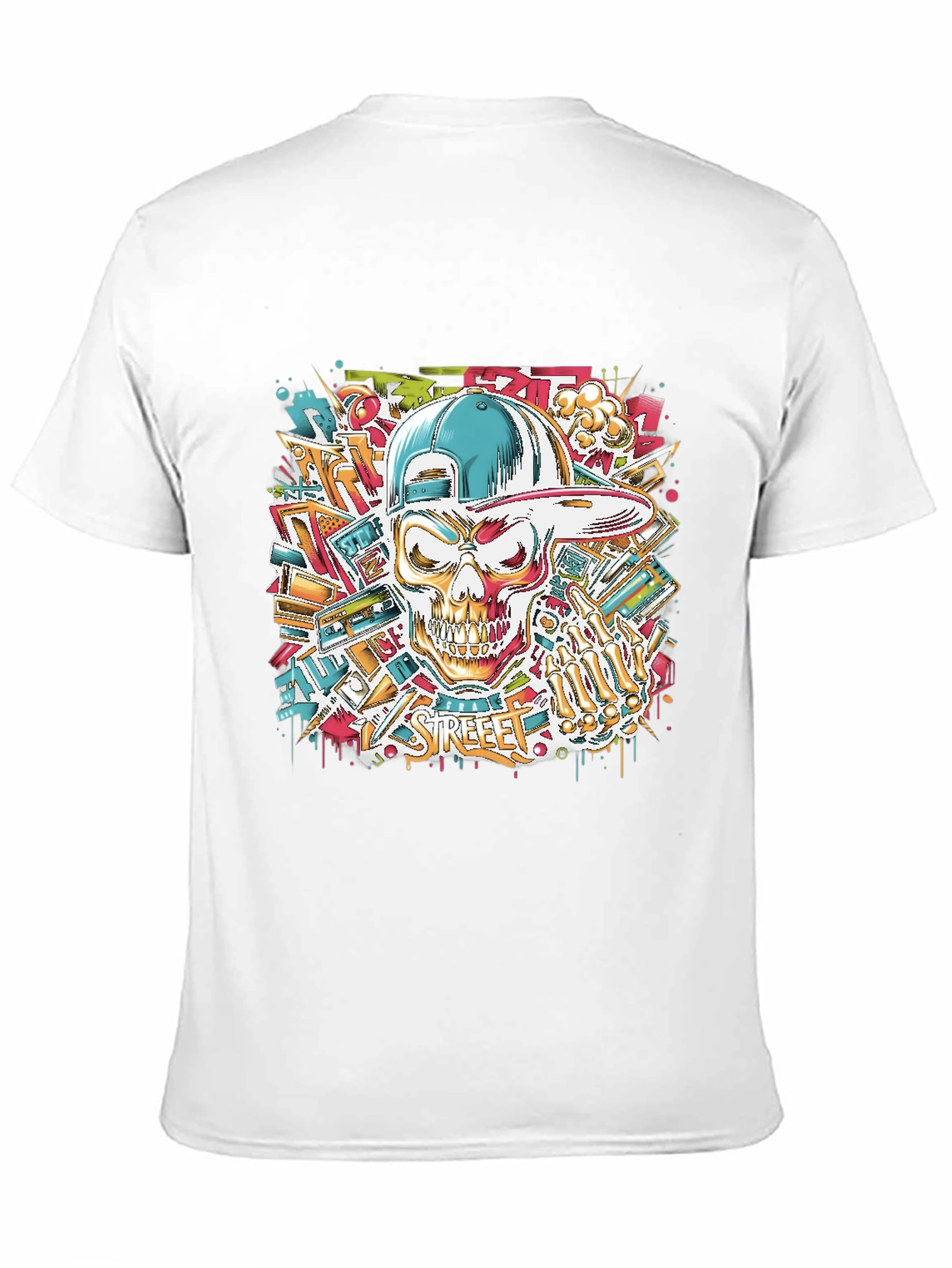 Streetwear Skull Graphic Tee - Black