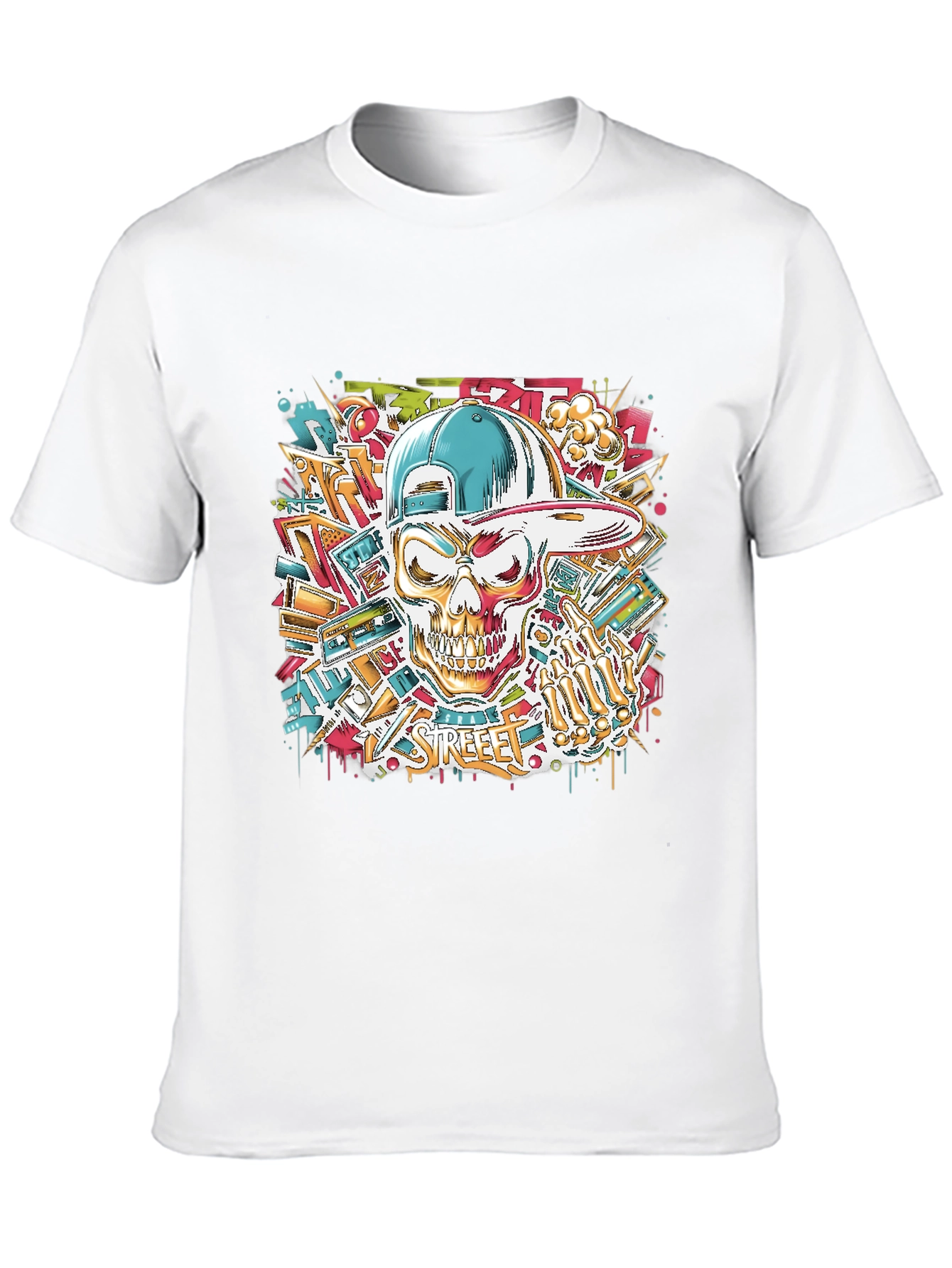Streetwear Skull Graphic Tee - Black
