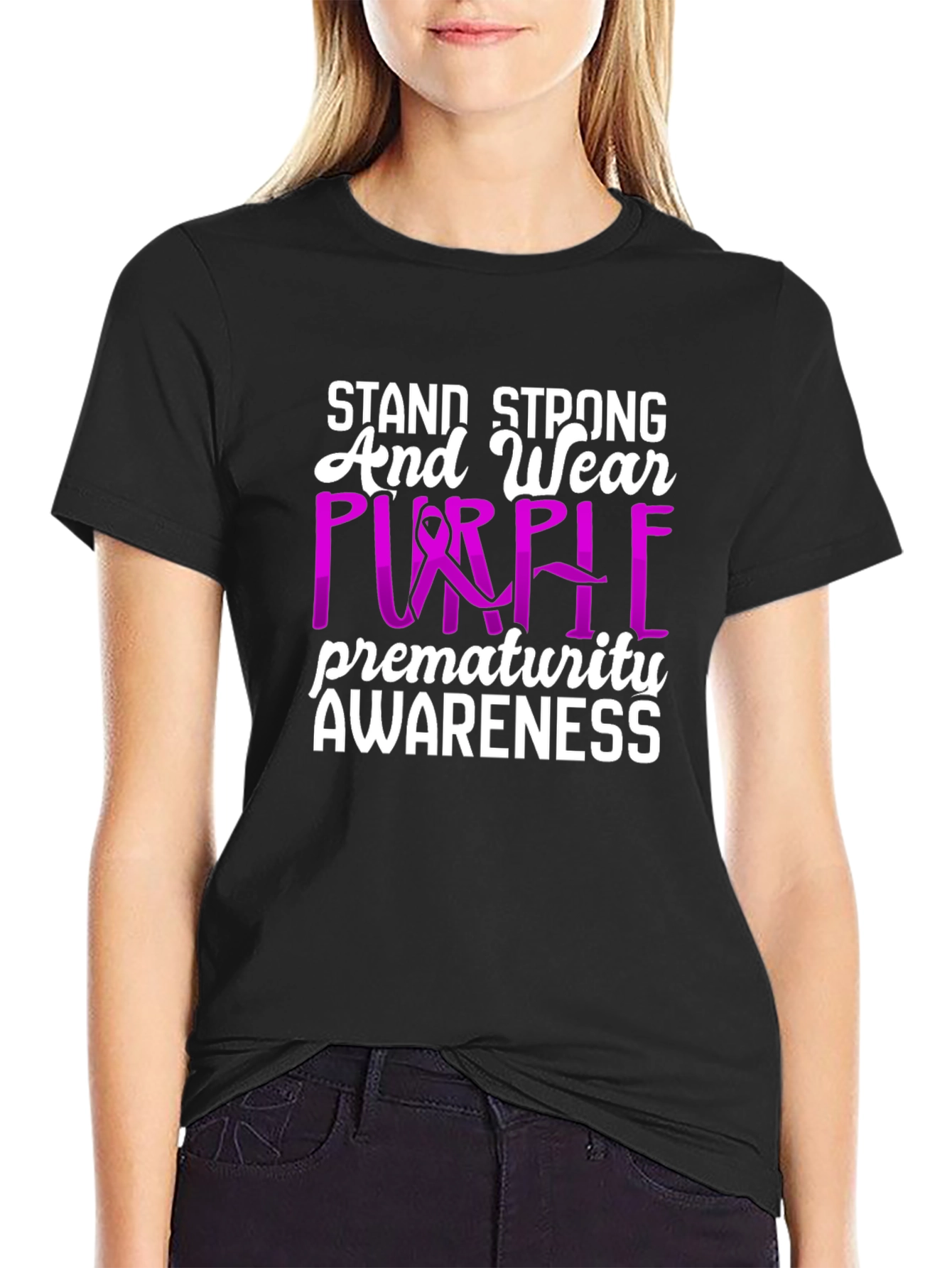 Prematurity Awareness Purple Ribbon T-Shirt
