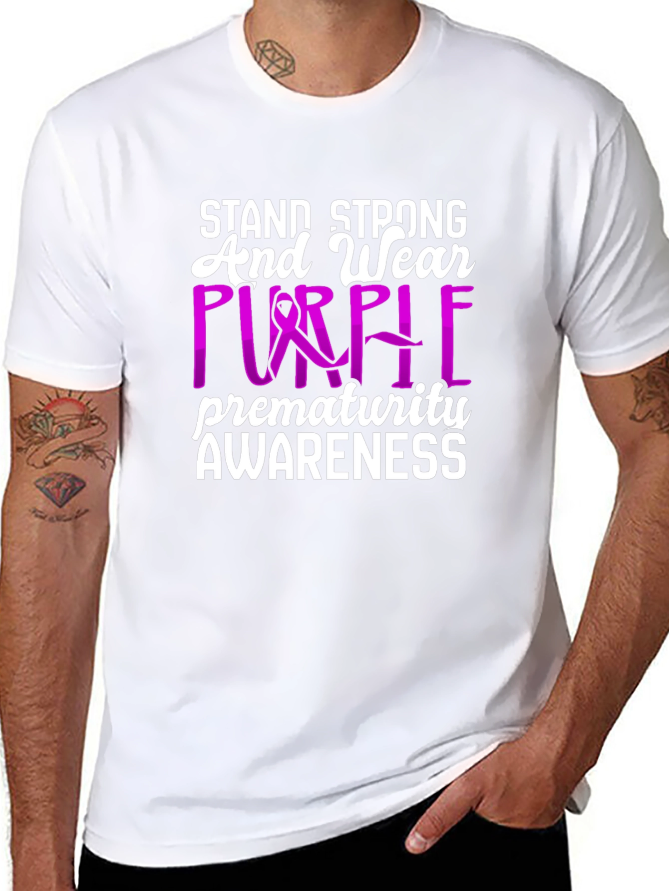 Prematurity Awareness Purple Ribbon T-Shirt