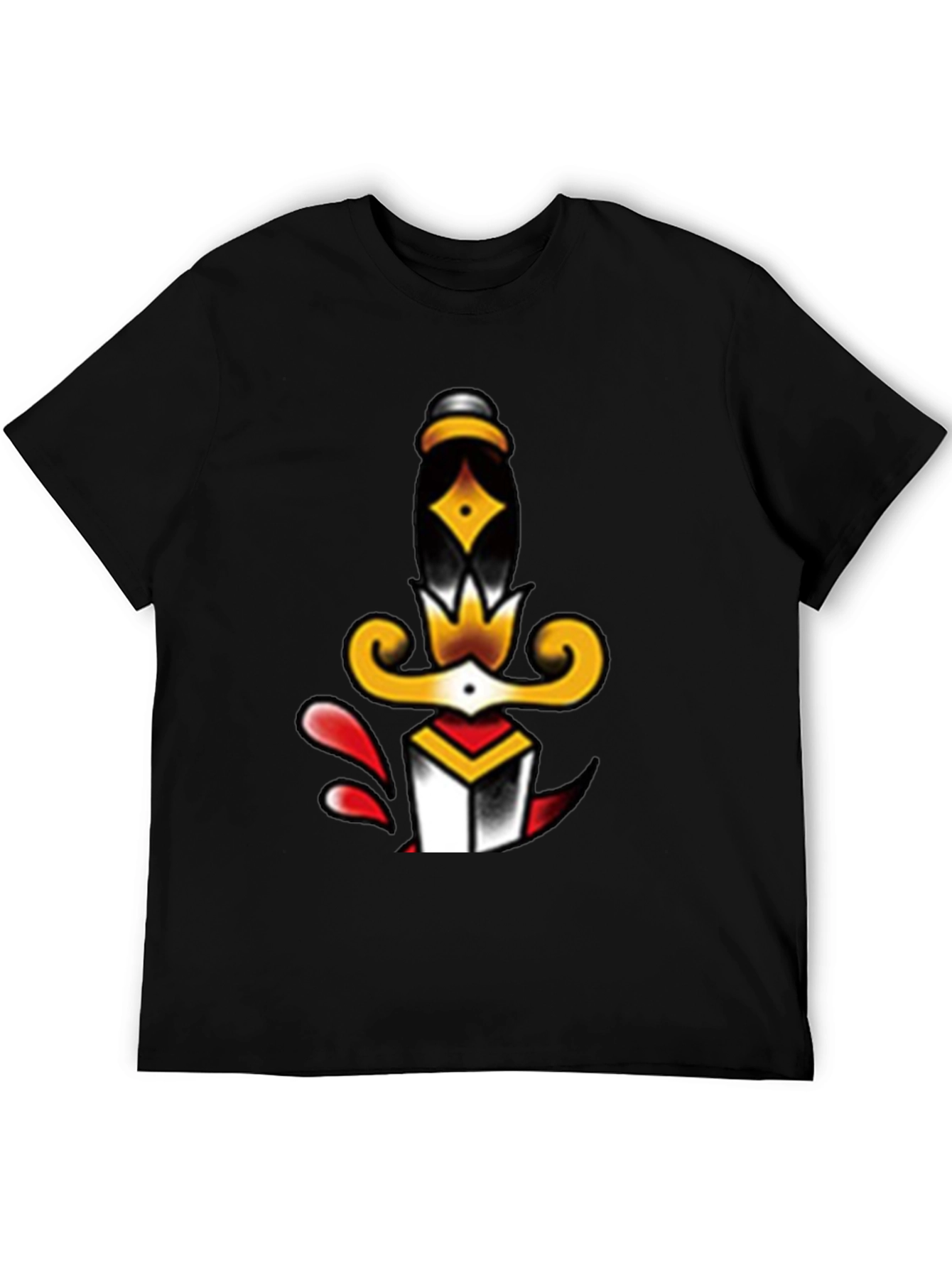 Dagger Tattoo Graphic Tee - Classic Black T-Shirt