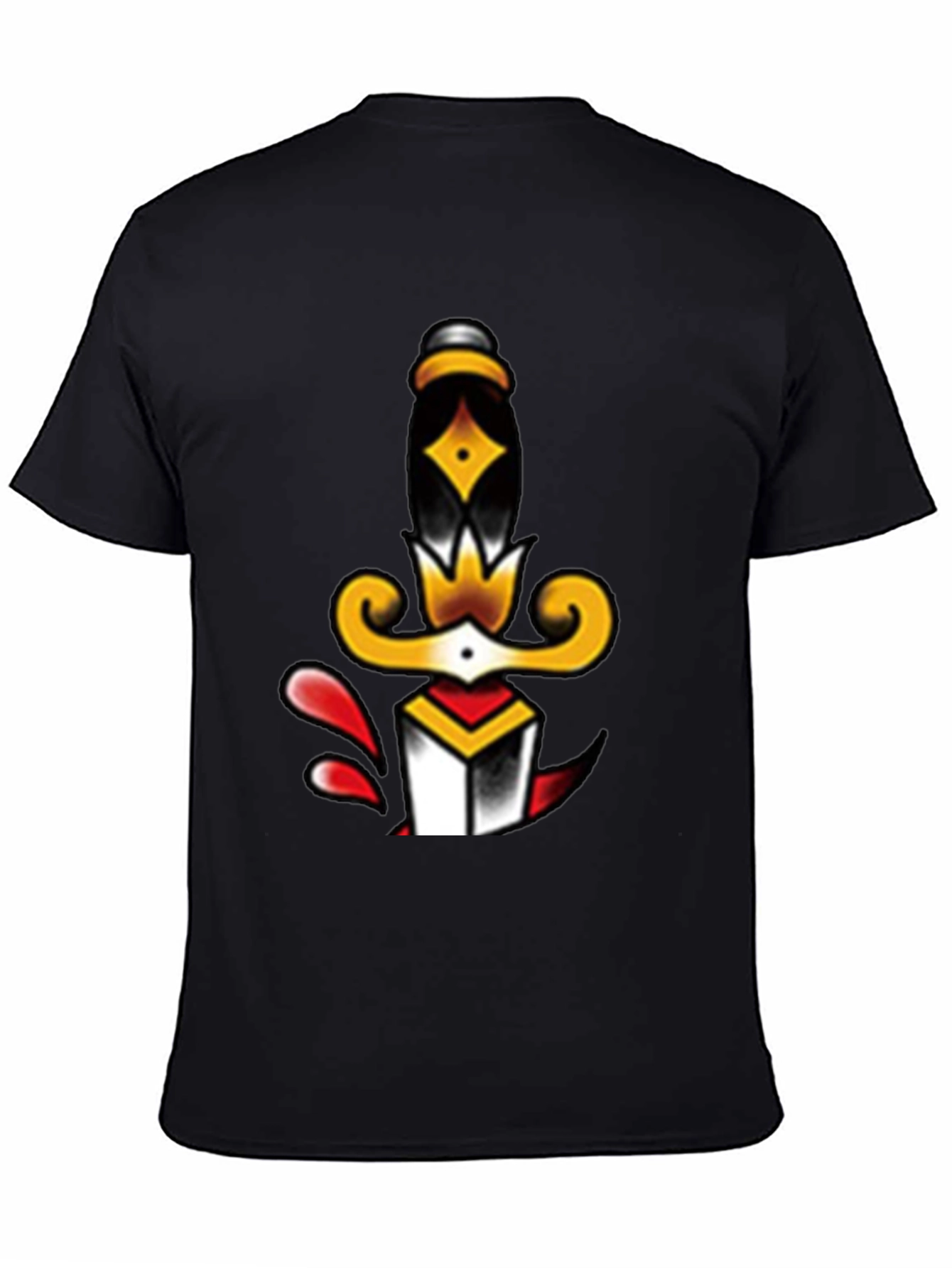 Dagger Tattoo Graphic Tee - Classic Black T-Shirt