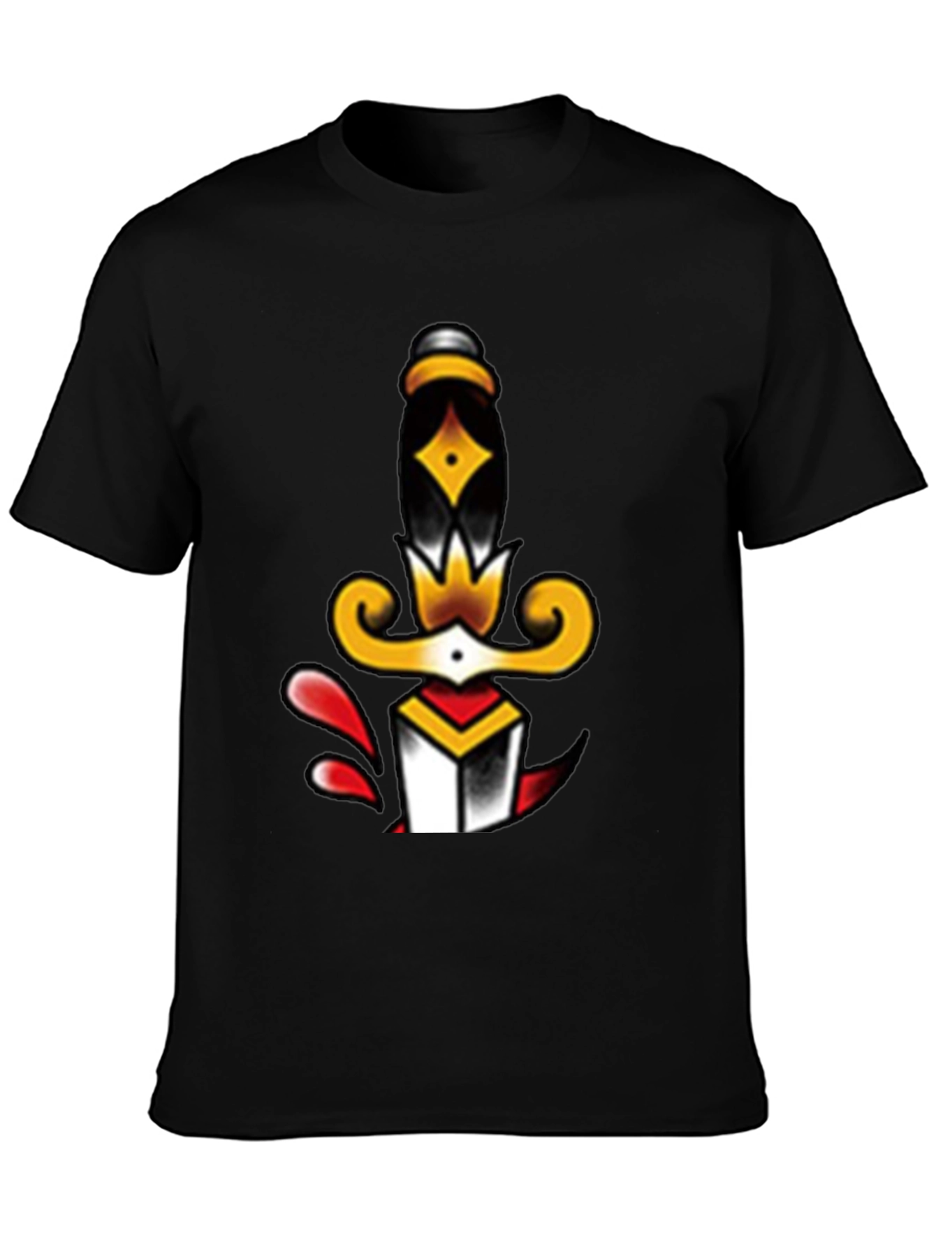 Dagger Tattoo Graphic Tee - Classic Black T-Shirt